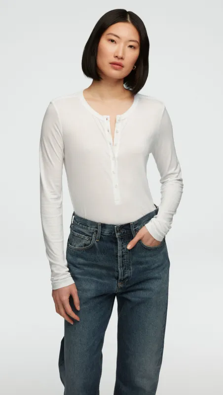 Henley Tee in Viscose Jersey | White sold by Argent