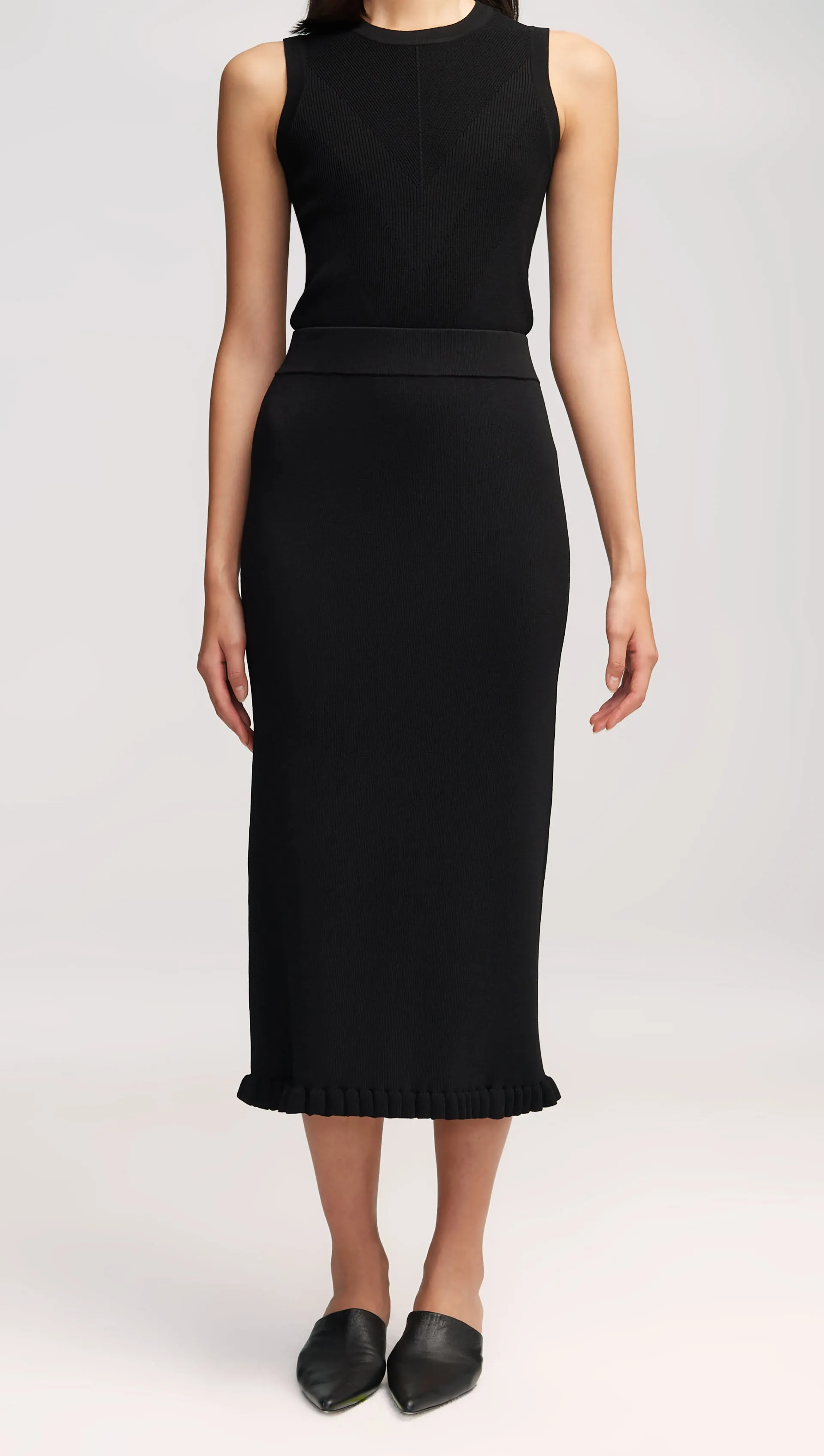 Ribbed Skirt in Stretch Rayon | Black sold by Argent product image thumbnail 4