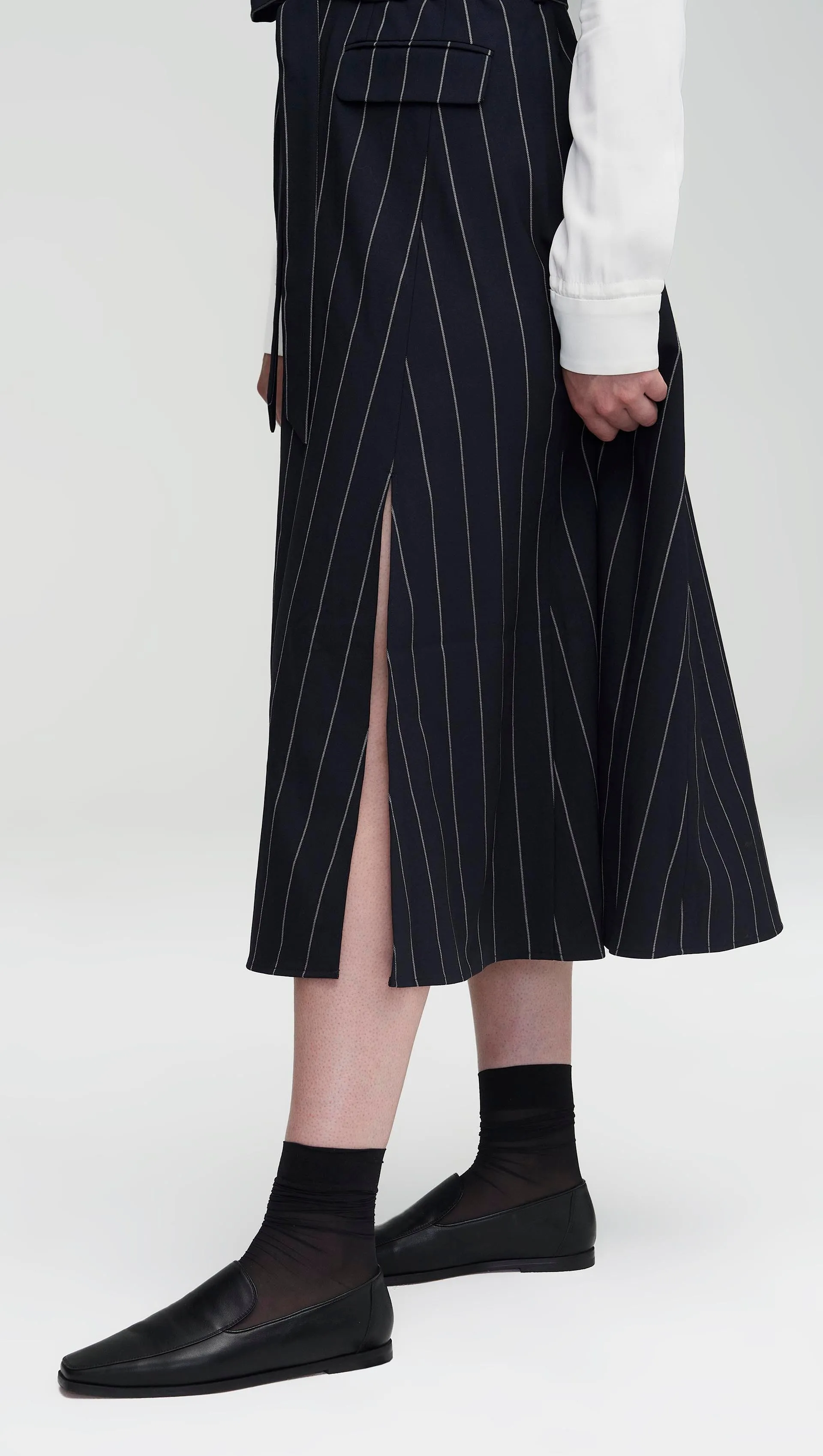 Vest Dress in Stretch Wool | Navy Stripe sold by Argent product image thumbnail 5