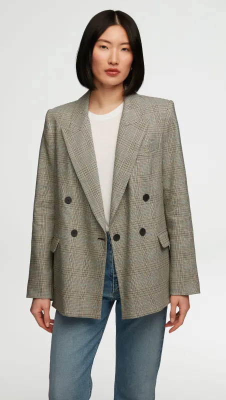 Peak Lapel Blazer in Houndstooth Plaid | Grey Multi sold by Argent