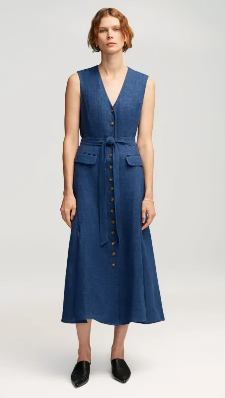 Vest Dress in Linen | Denim sold by Argent