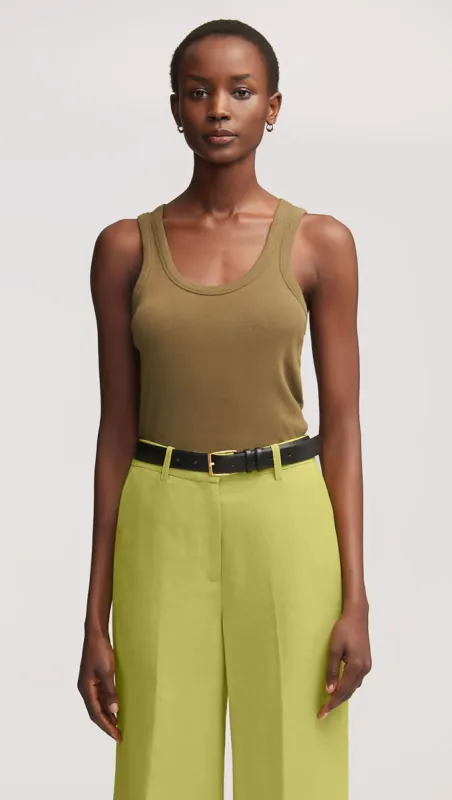 Ribbed Tank in Cotton Elastane | Moss sold by Argent
