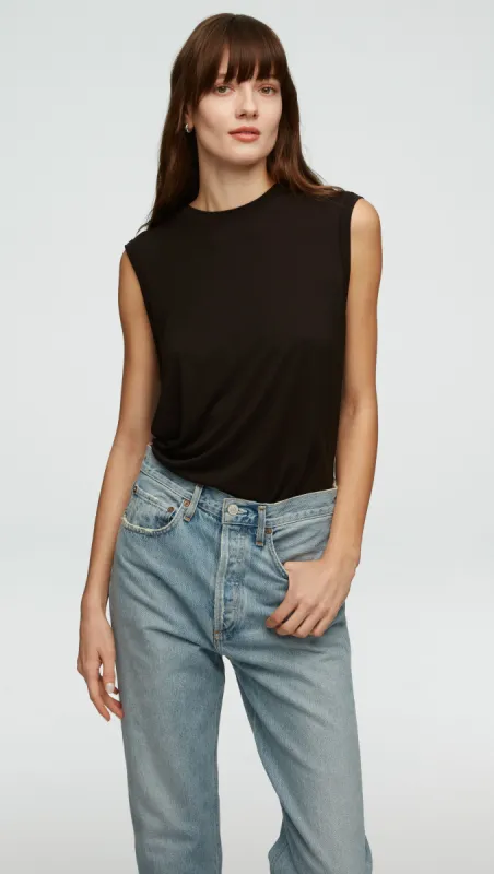 Sleeveless Tee in Viscose Jersey | Black sold by Argent