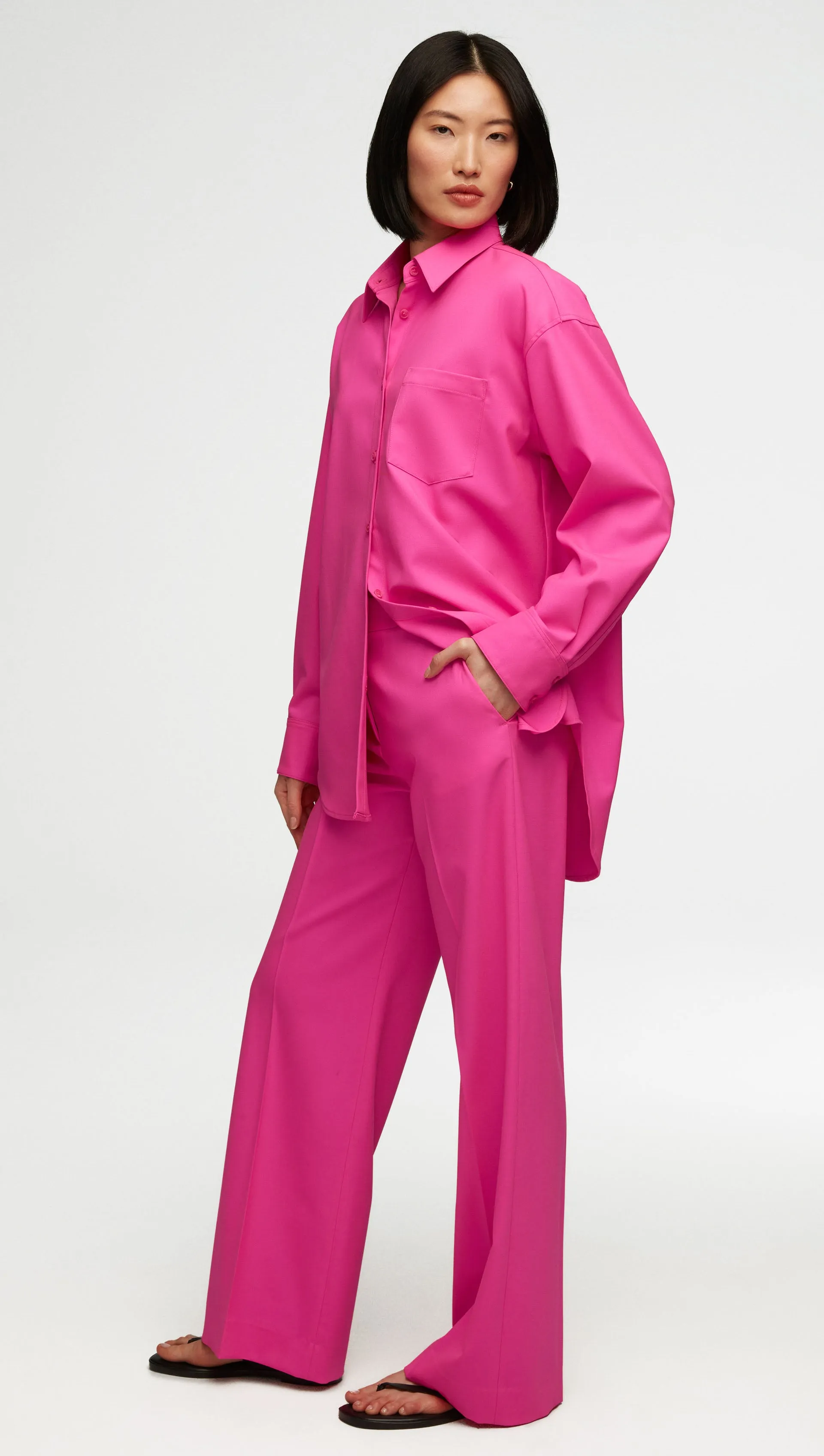 Oversized Shirt in Seasonless Wool | Bright Pink sold by Argent product image thumbnail 3