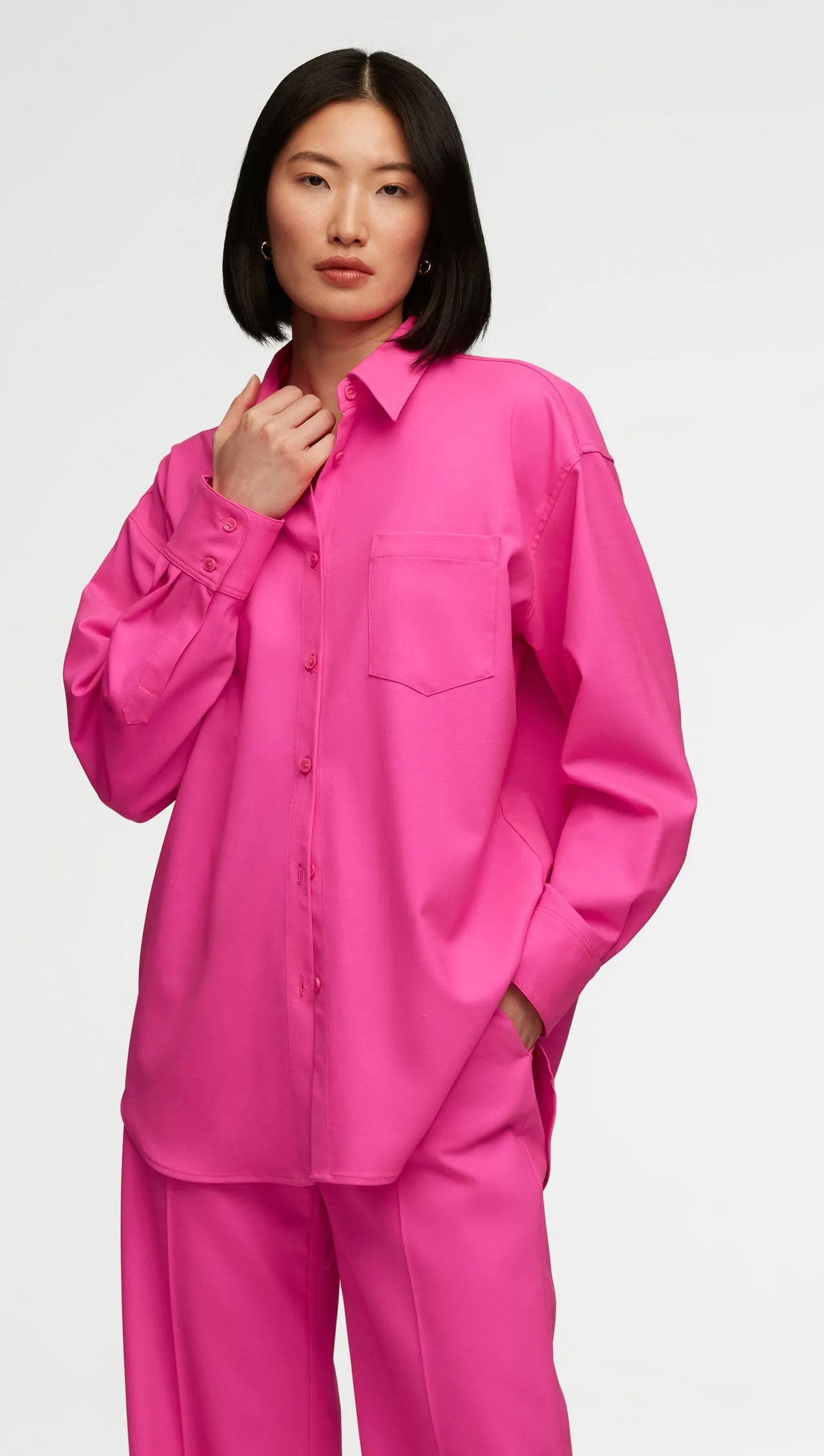 Oversized Shirt in Seasonless Wool | Bright Pink sold by Argent