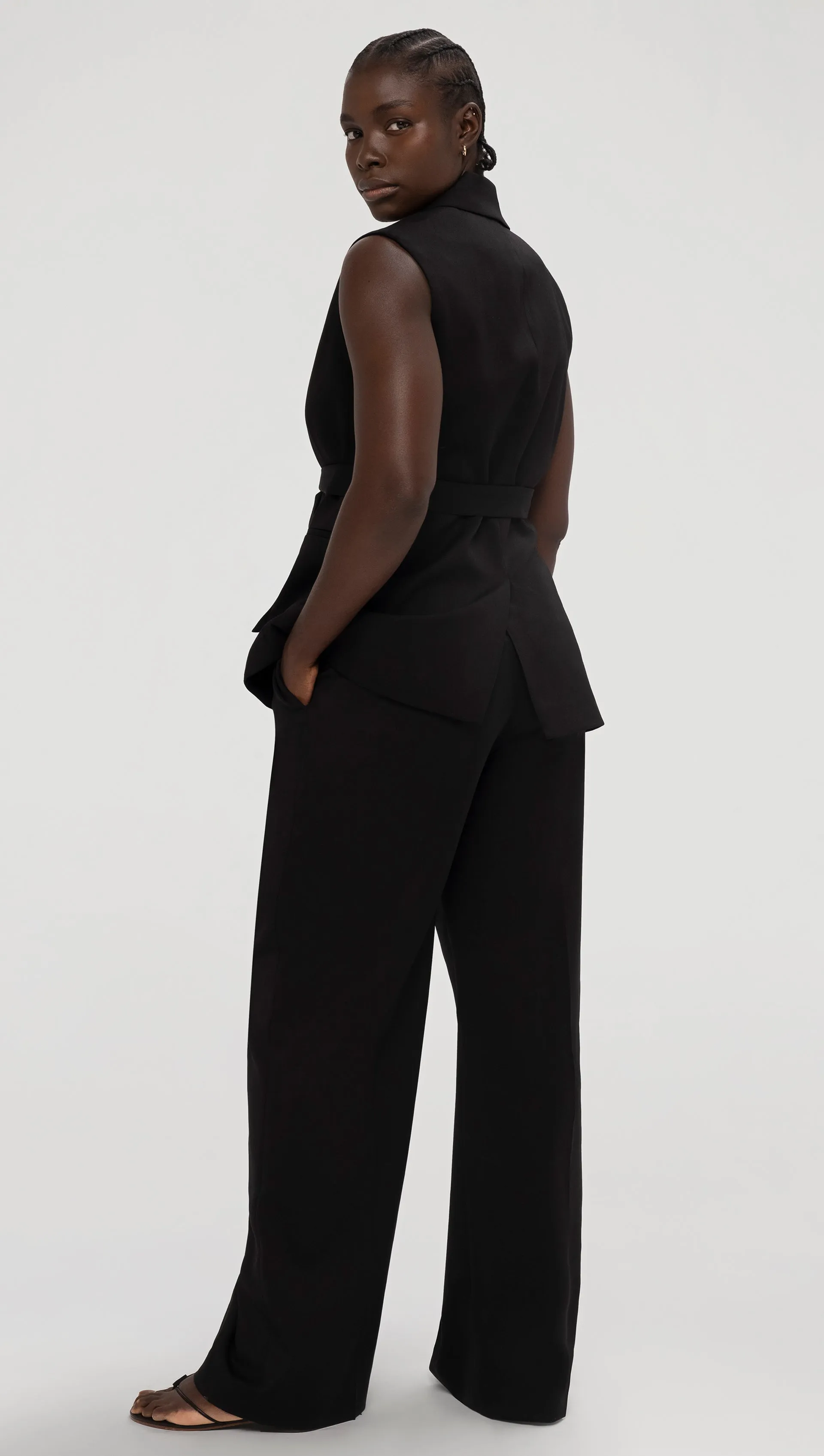 Wide Leg Trouser in Seasonless Wool | Black sold by Argent product image thumbnail 3