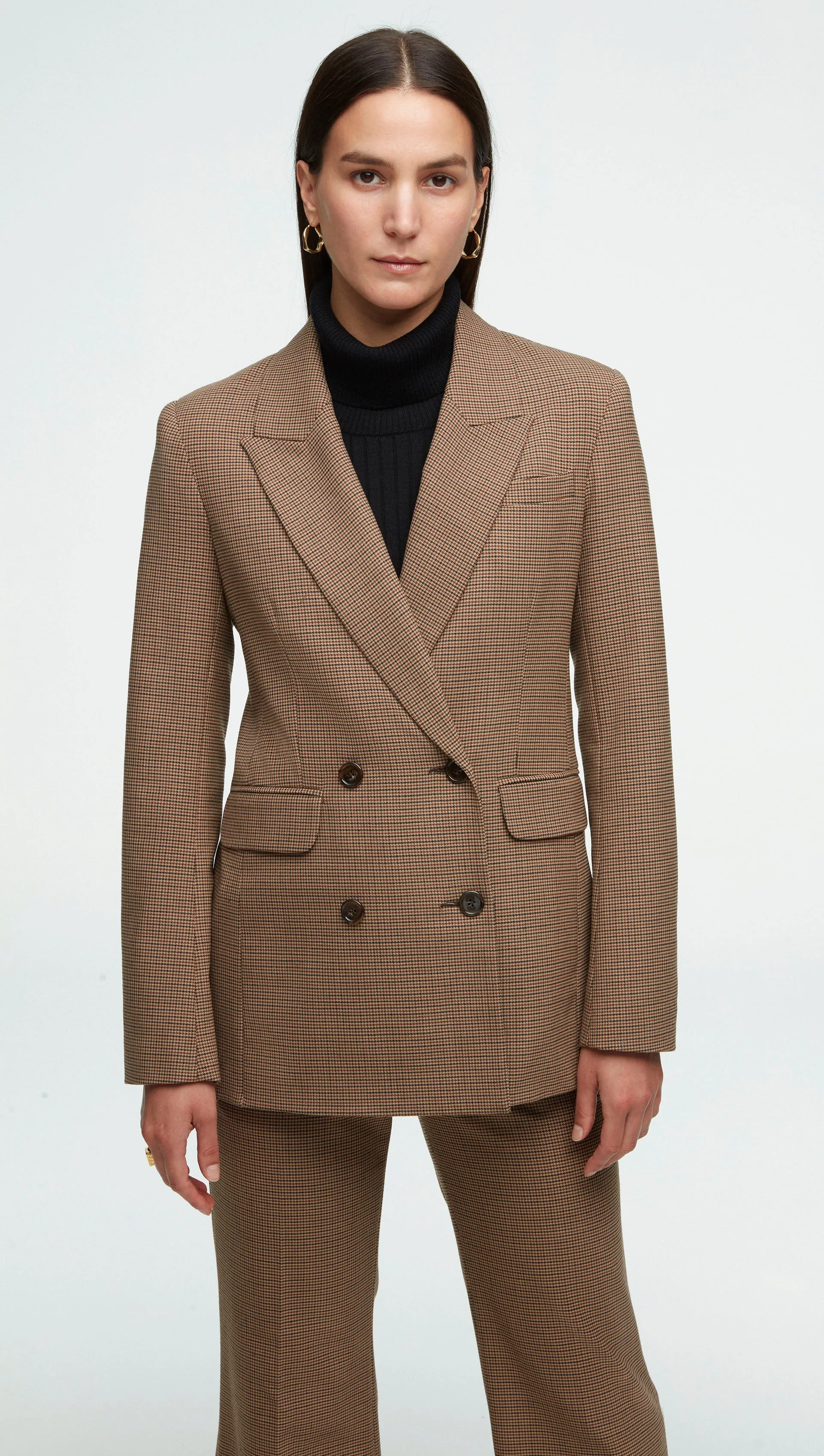 Double-Breasted Blazer in Stretch Wool | Brown Houndstooth sold by Argent product image thumbnail 3