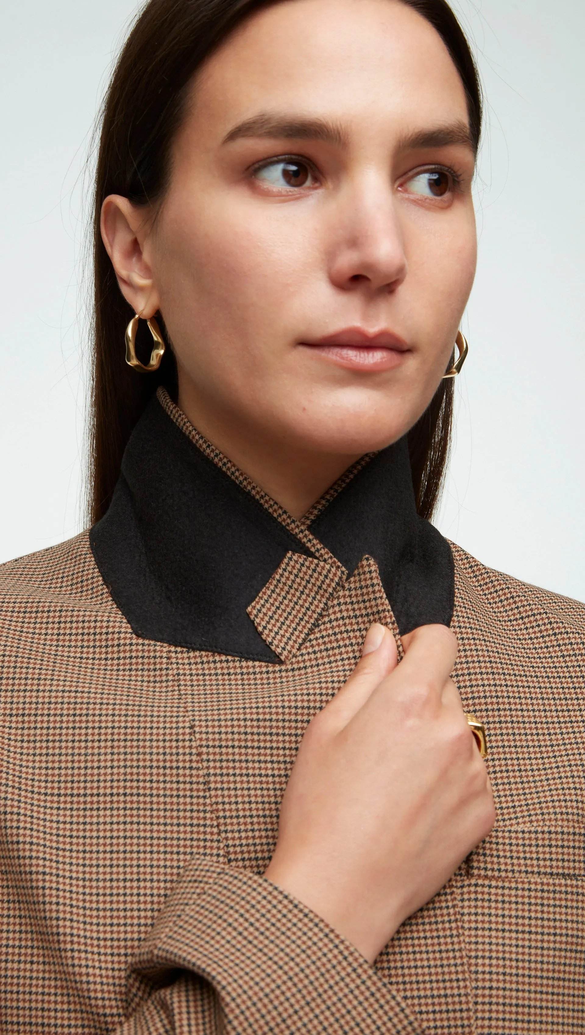 Double-Breasted Blazer in Stretch Wool | Brown Houndstooth sold by Argent product image thumbnail 4
