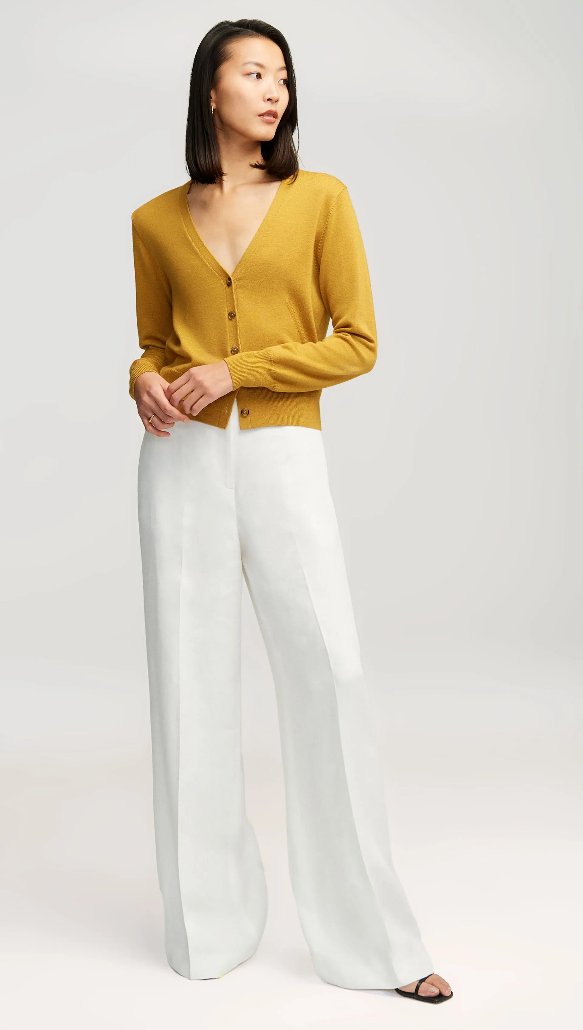 Everyday Knit Crew Cardigan in Merino Wool | Mustard sold by Argent product image thumbnail 3