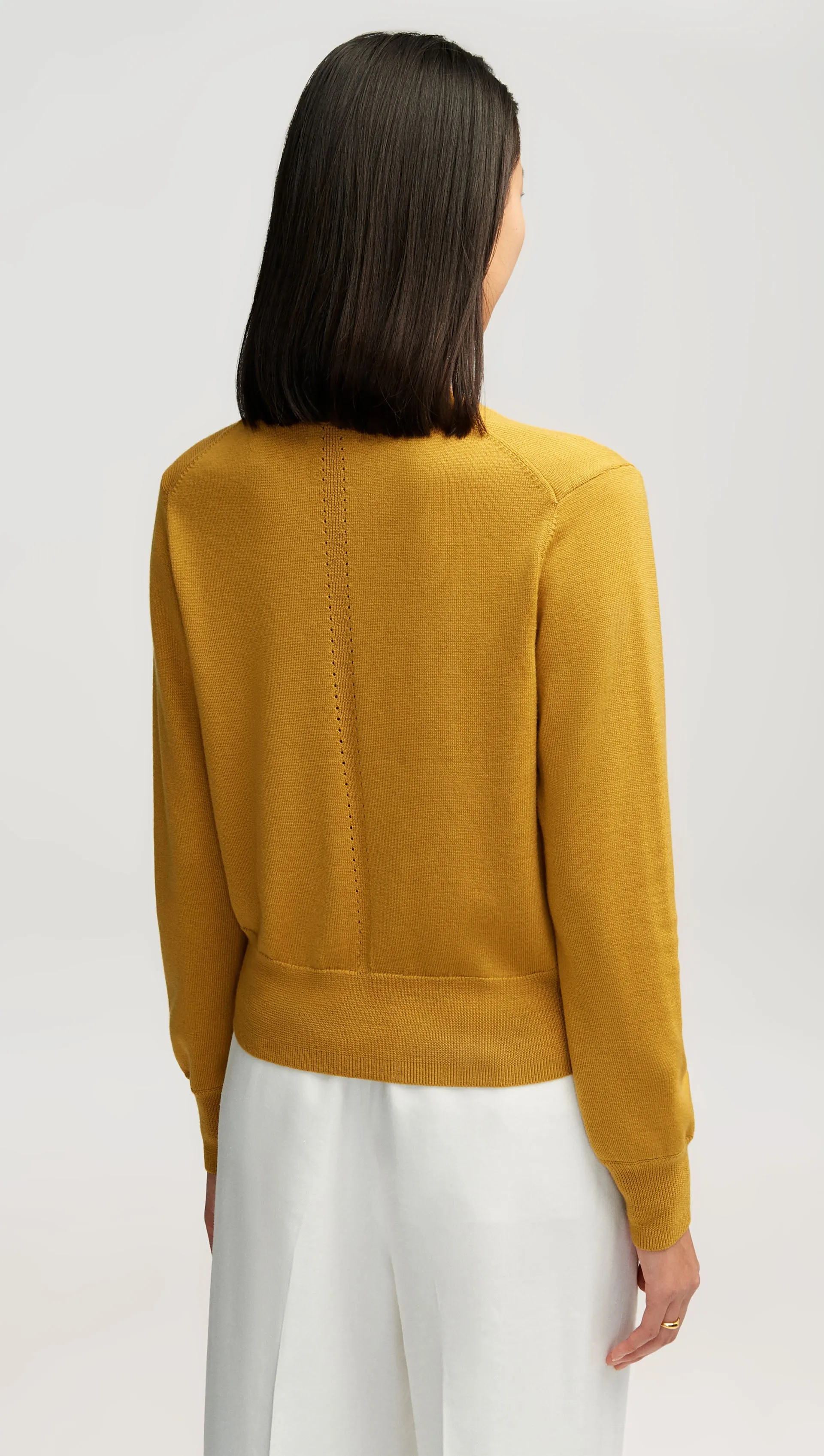 Everyday Knit Crew Cardigan in Merino Wool | Mustard sold by Argent product image thumbnail 4