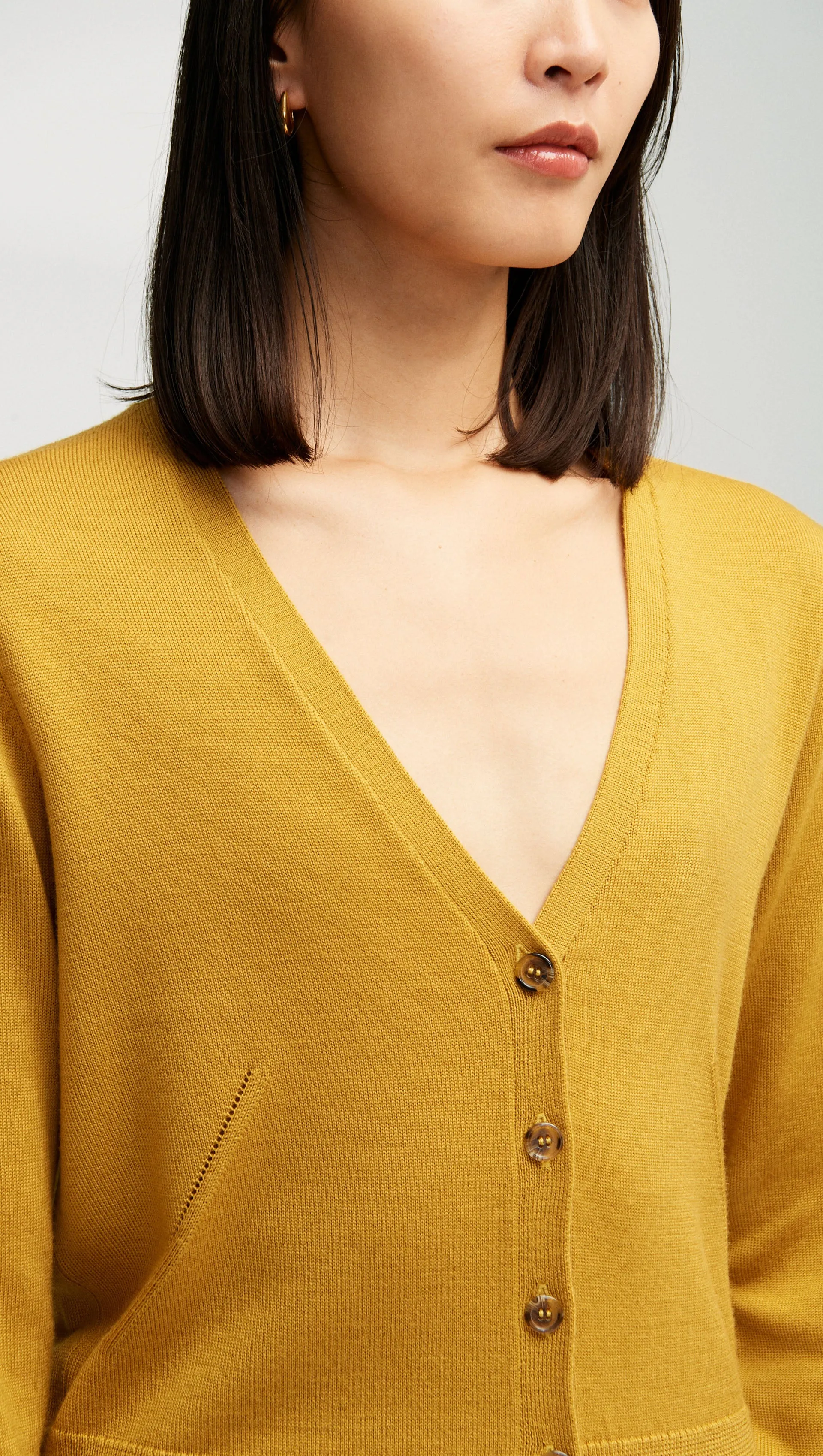 Everyday Knit Crew Cardigan in Merino Wool | Mustard sold by Argent product image thumbnail 2