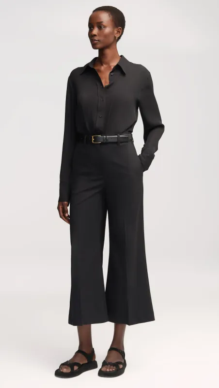 Cropped Flare Trouser in Seasonless Wool | Black sold by Argent