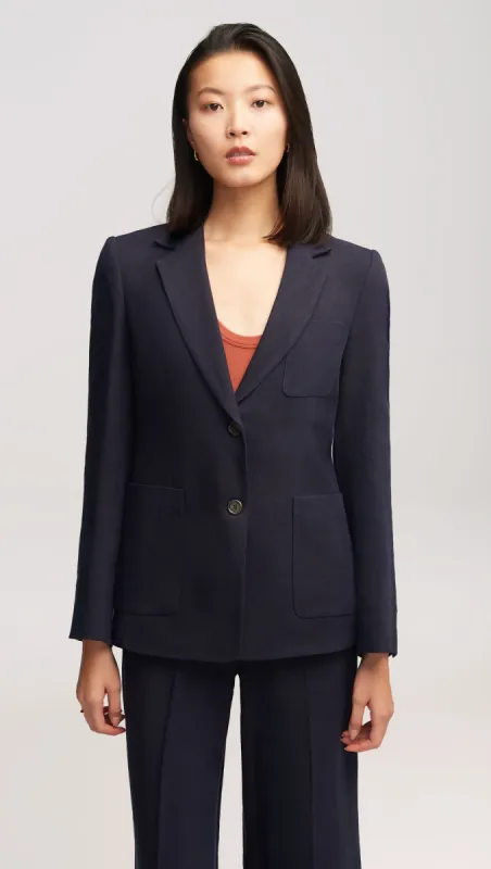 Weekend Blazer in Textured Linen Twill | Midnight made by Argent