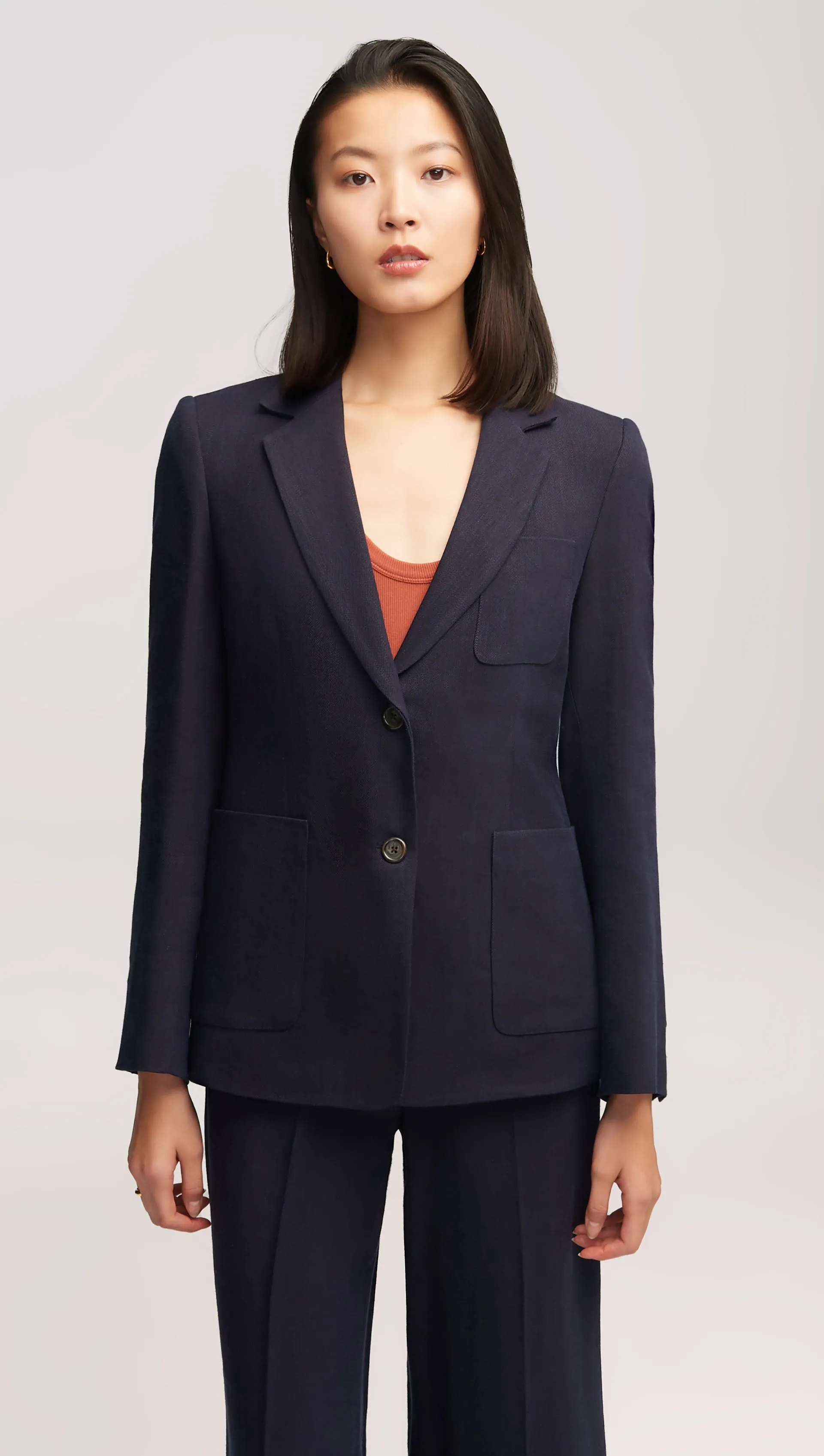 Weekend Blazer in Textured Linen Twill | Midnight sold by Argent