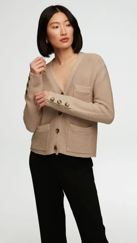 Cropped Cardigan in Cotton Cashmere | Oat sold by Argent