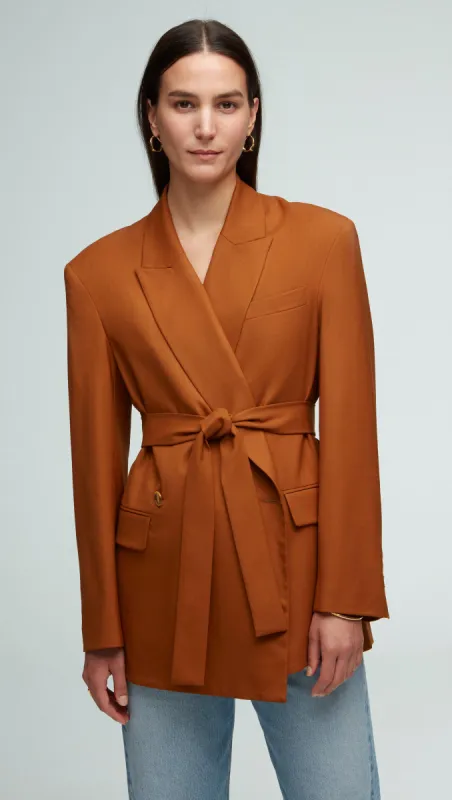 Belted Blazer in Seasonless Wool | Cognac sold by Argent
