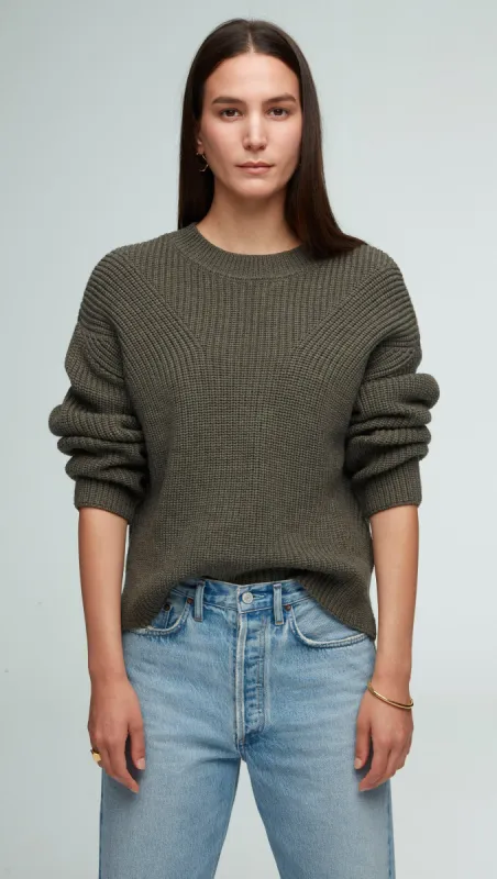 Chunky Ribbed Sweater in Merino Wool | Olive sold by Argent