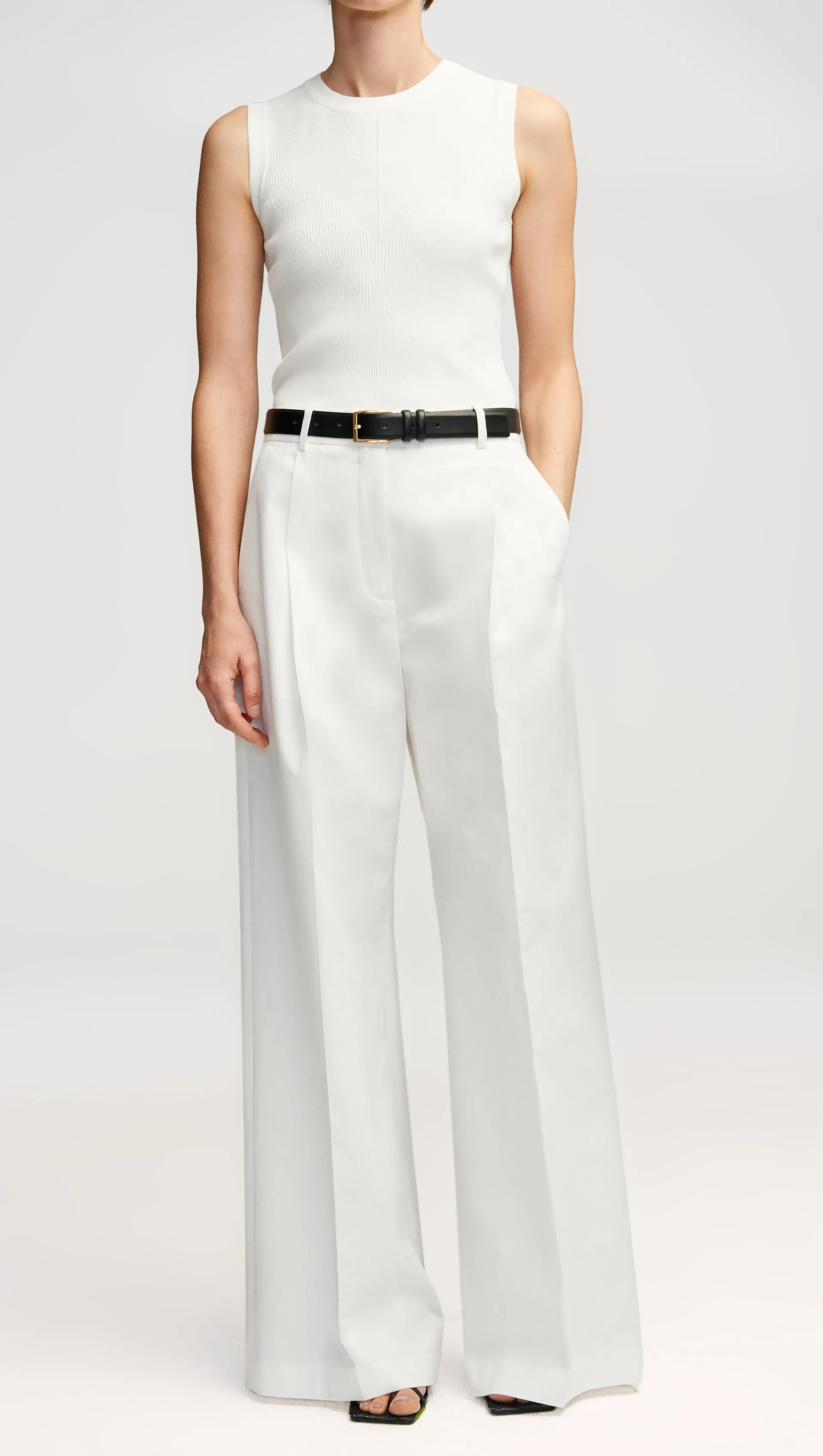 Single Pleat Trouser in Cotton Twill | Ivory sold by Argent product image thumbnail 2