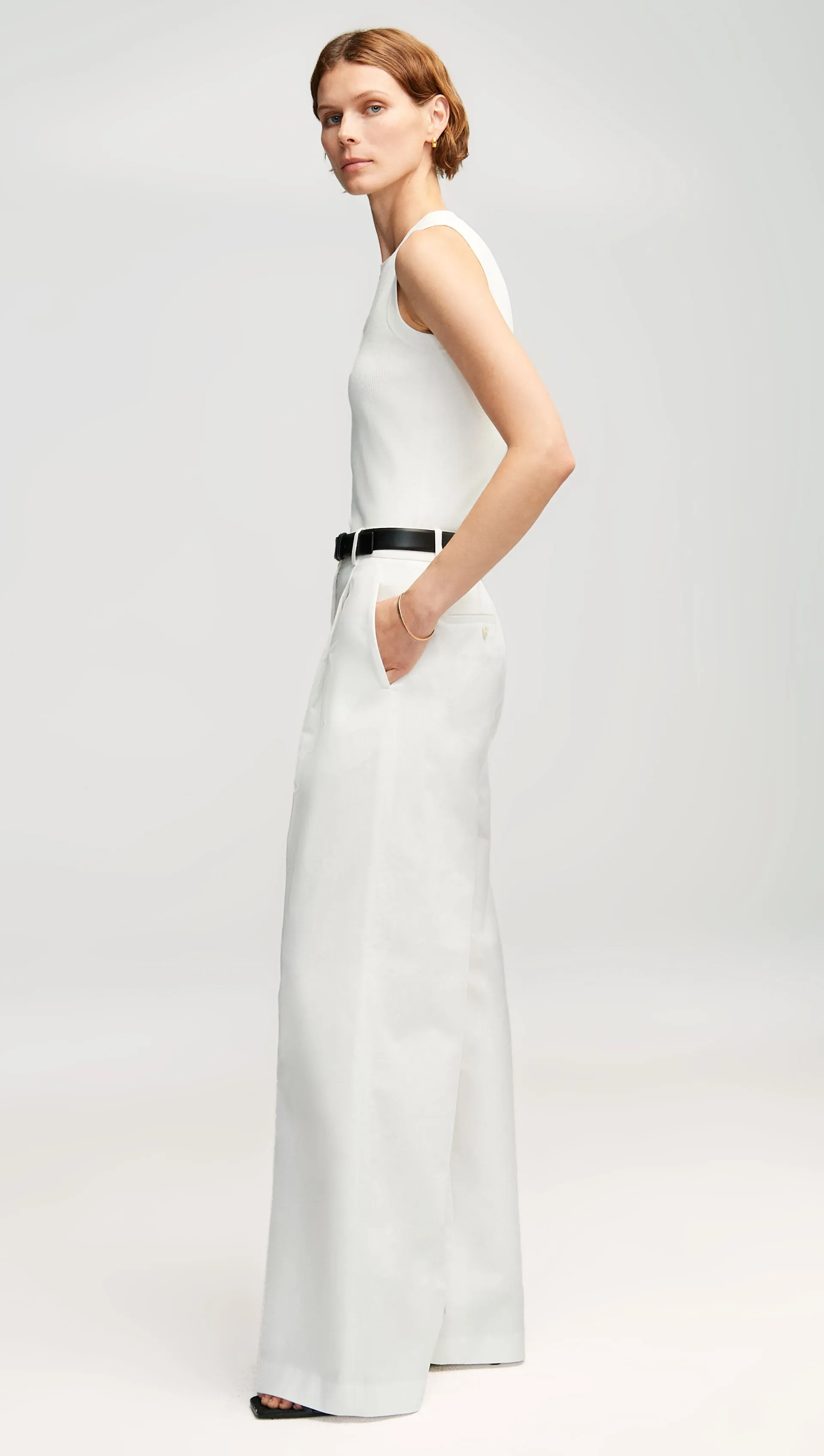 Single Pleat Trouser in Cotton Twill | Ivory sold by Argent product image thumbnail 4