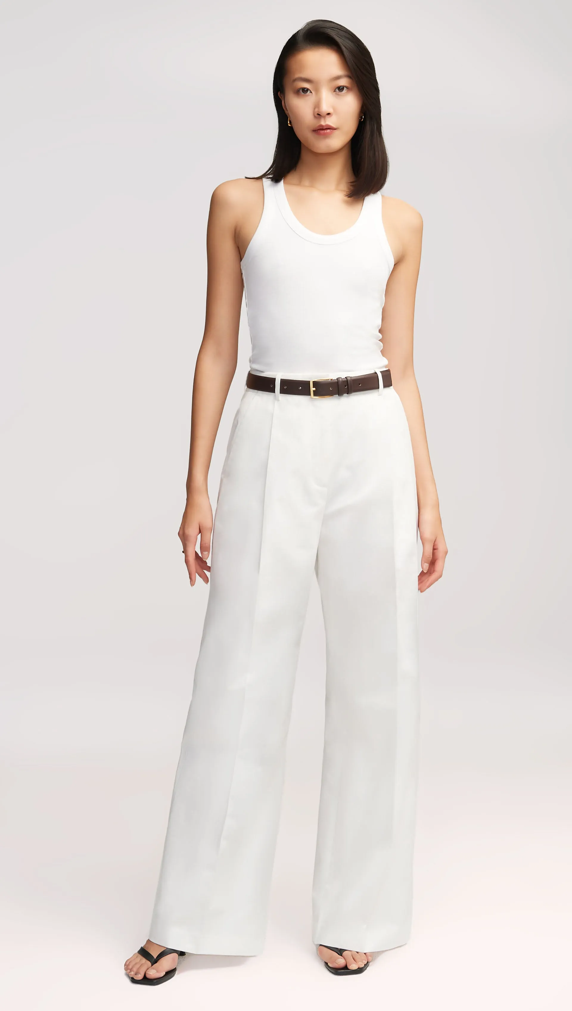 Single Pleat Trouser in Cotton Twill | Ivory sold by Argent