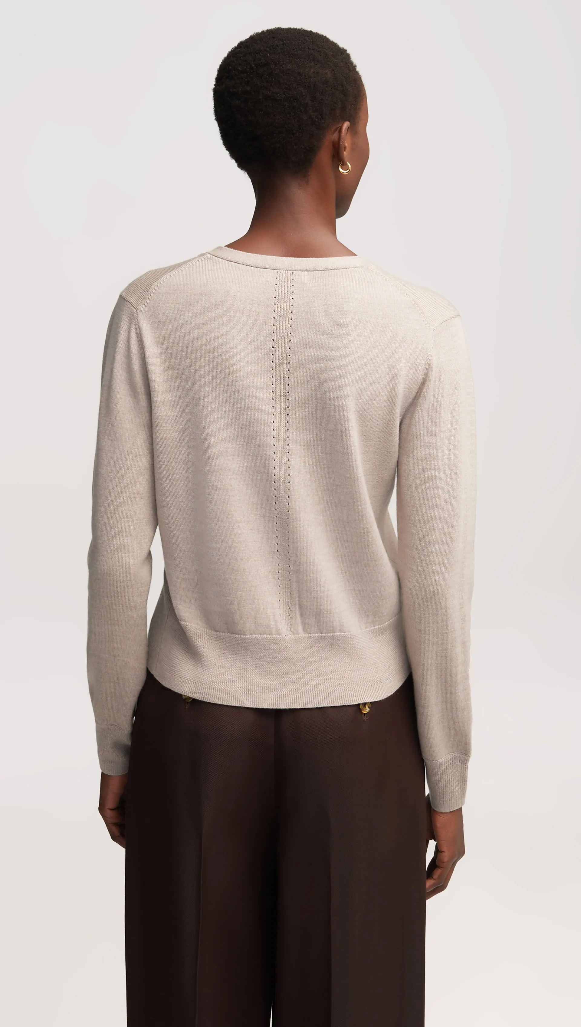 Everyday Knit Crew Cardigan in Merino Wool | Beige sold by Argent product image thumbnail 5