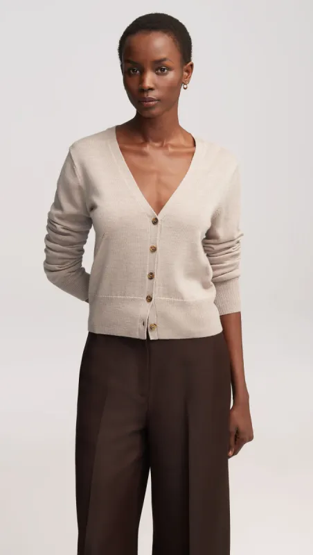 Everyday Knit Crew Cardigan in Merino Wool | Beige sold by Argent