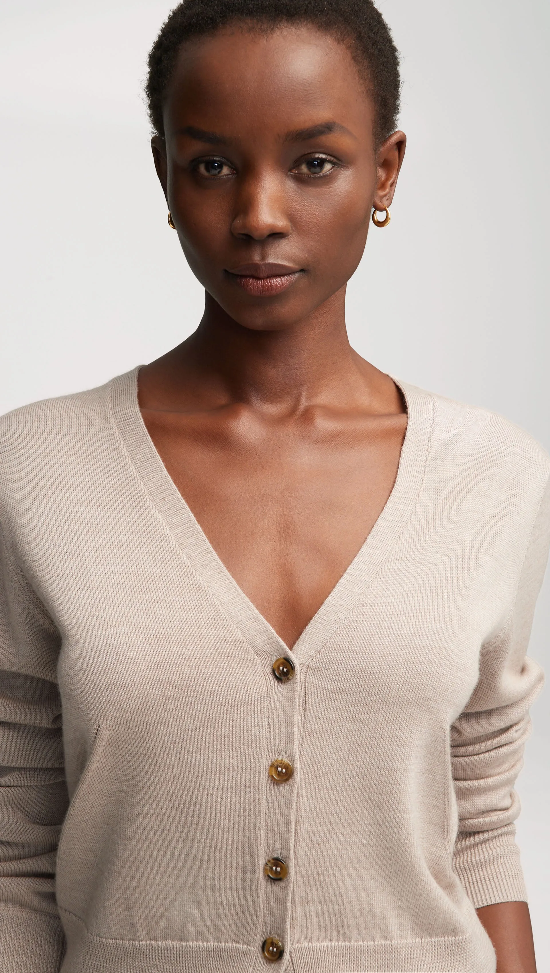 Everyday Knit Crew Cardigan in Merino Wool | Beige sold by Argent product image thumbnail 2