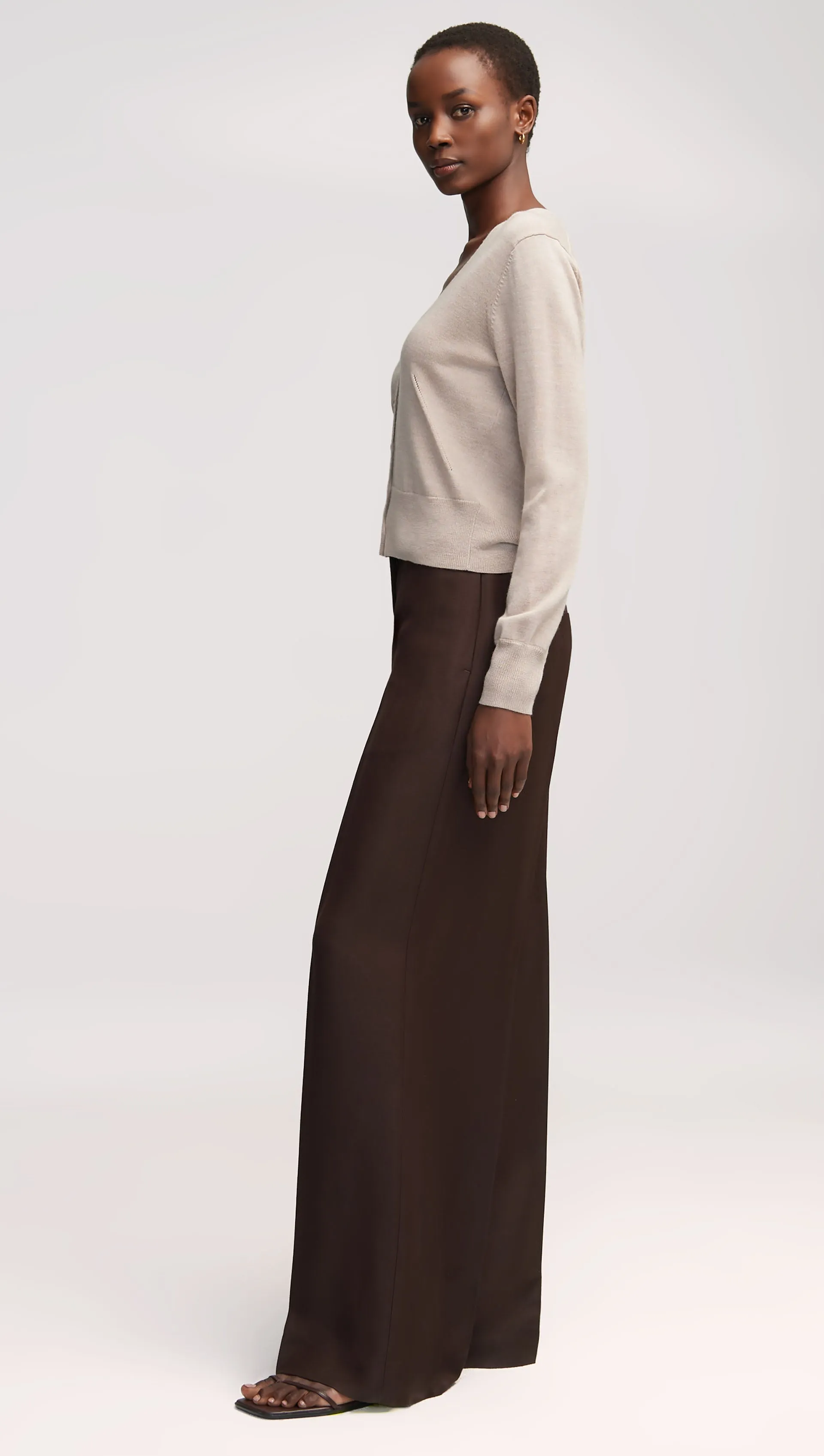 Everyday Knit Crew Cardigan in Merino Wool | Beige sold by Argent product image thumbnail 4