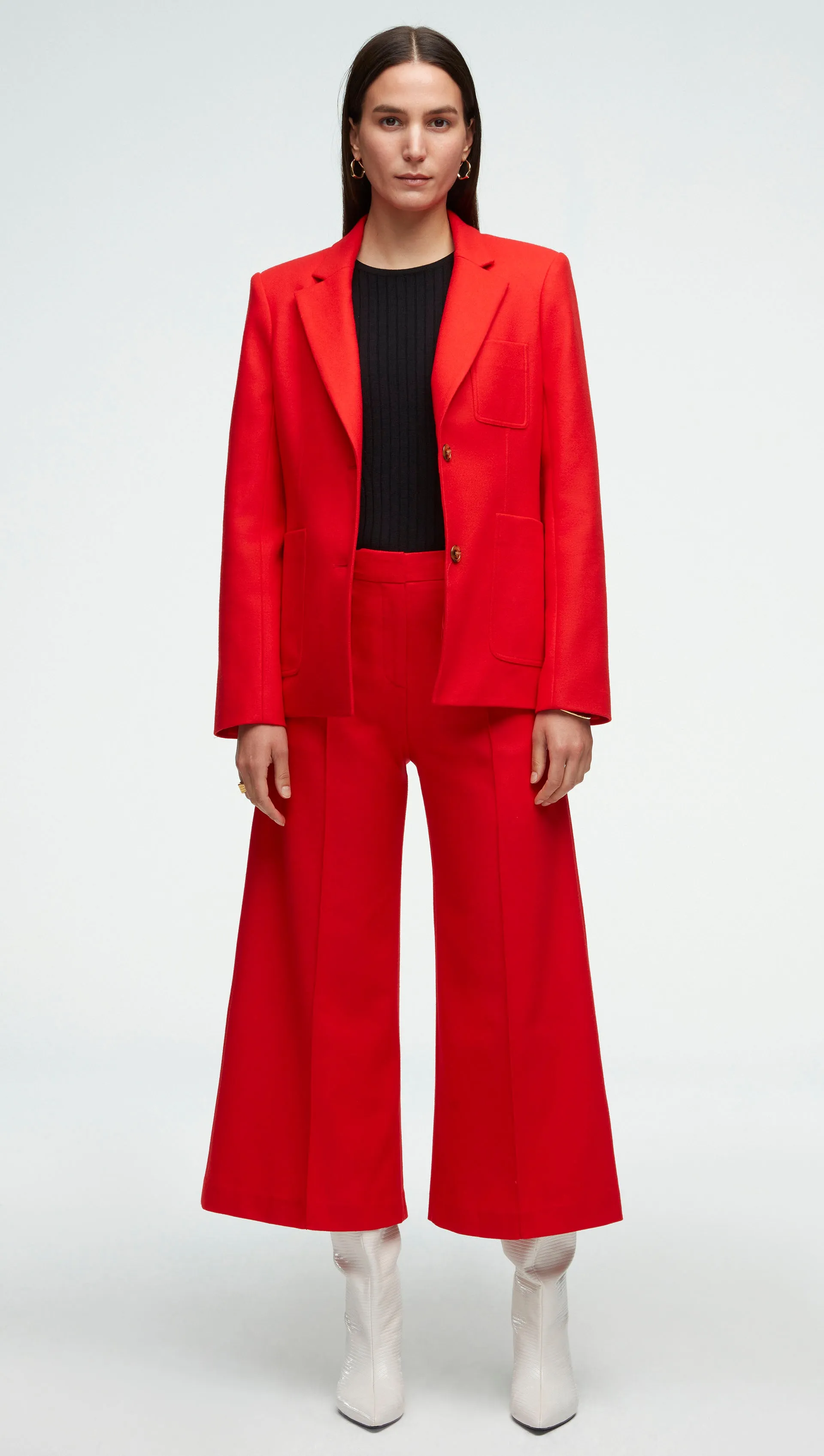 Cropped Flare Trouser in Wool Twill | Red Orange sold by Argent product image thumbnail 4