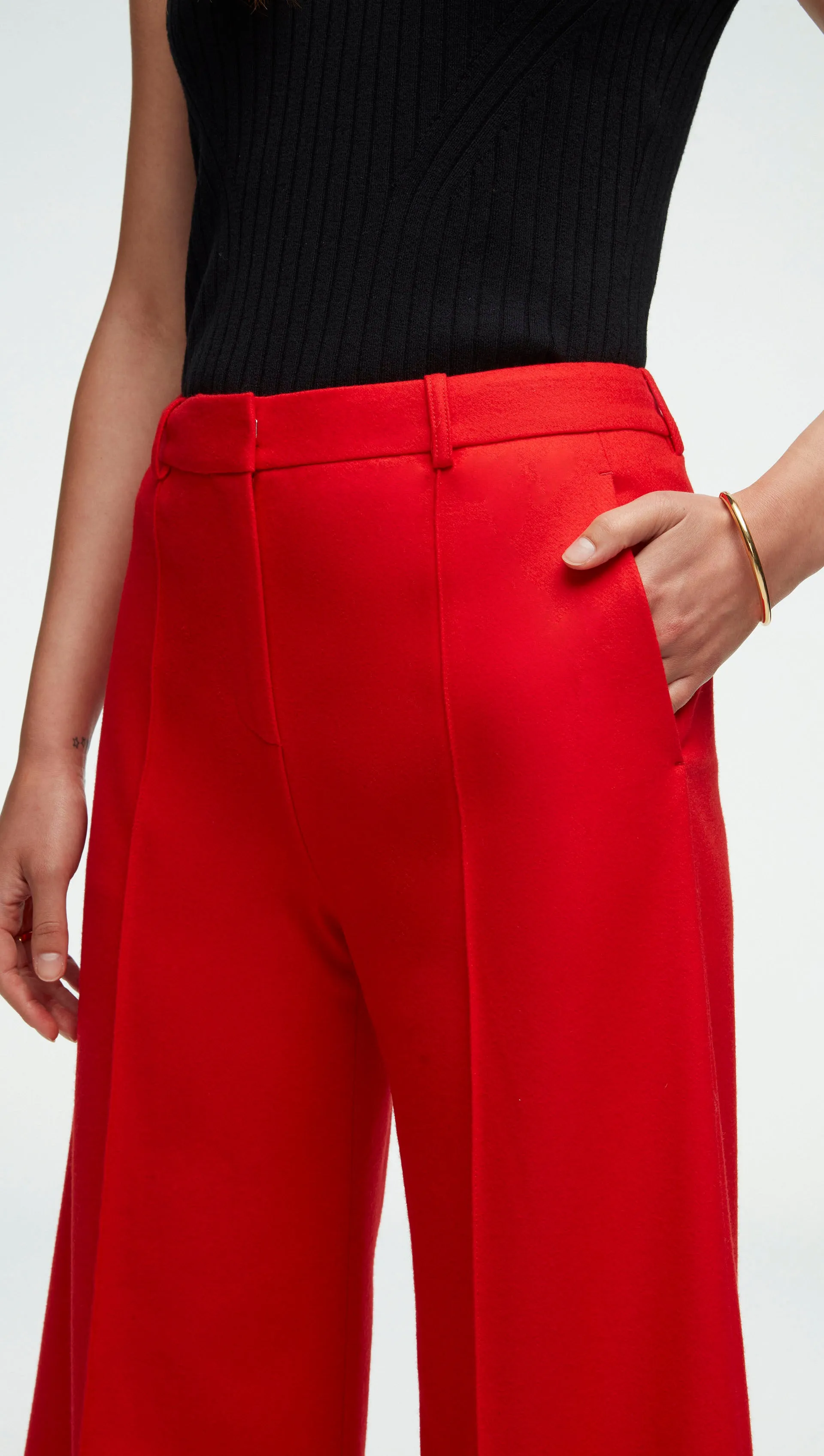 Cropped Flare Trouser in Wool Twill | Red Orange sold by Argent product image thumbnail 3