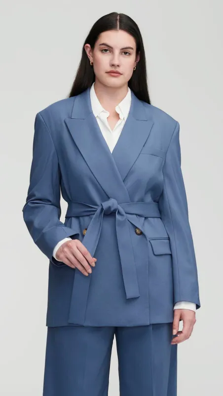 Belted Blazer in Seasonless Wool | Pigeon Blue sold by Argent