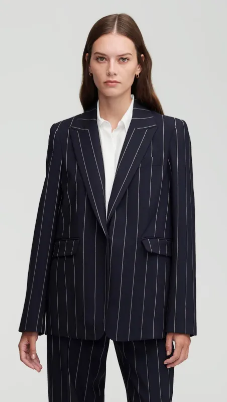 Crosby Blazer in Stretch Wool | Navy Stripe sold by Argent