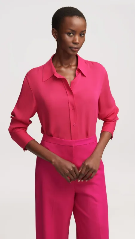 Slim Blouse in Double Georgette | Fuchsia sold by Argent