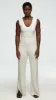 Slim Pintuck Trouser in Viscose Wool Crepe | Ivory sold by Argent