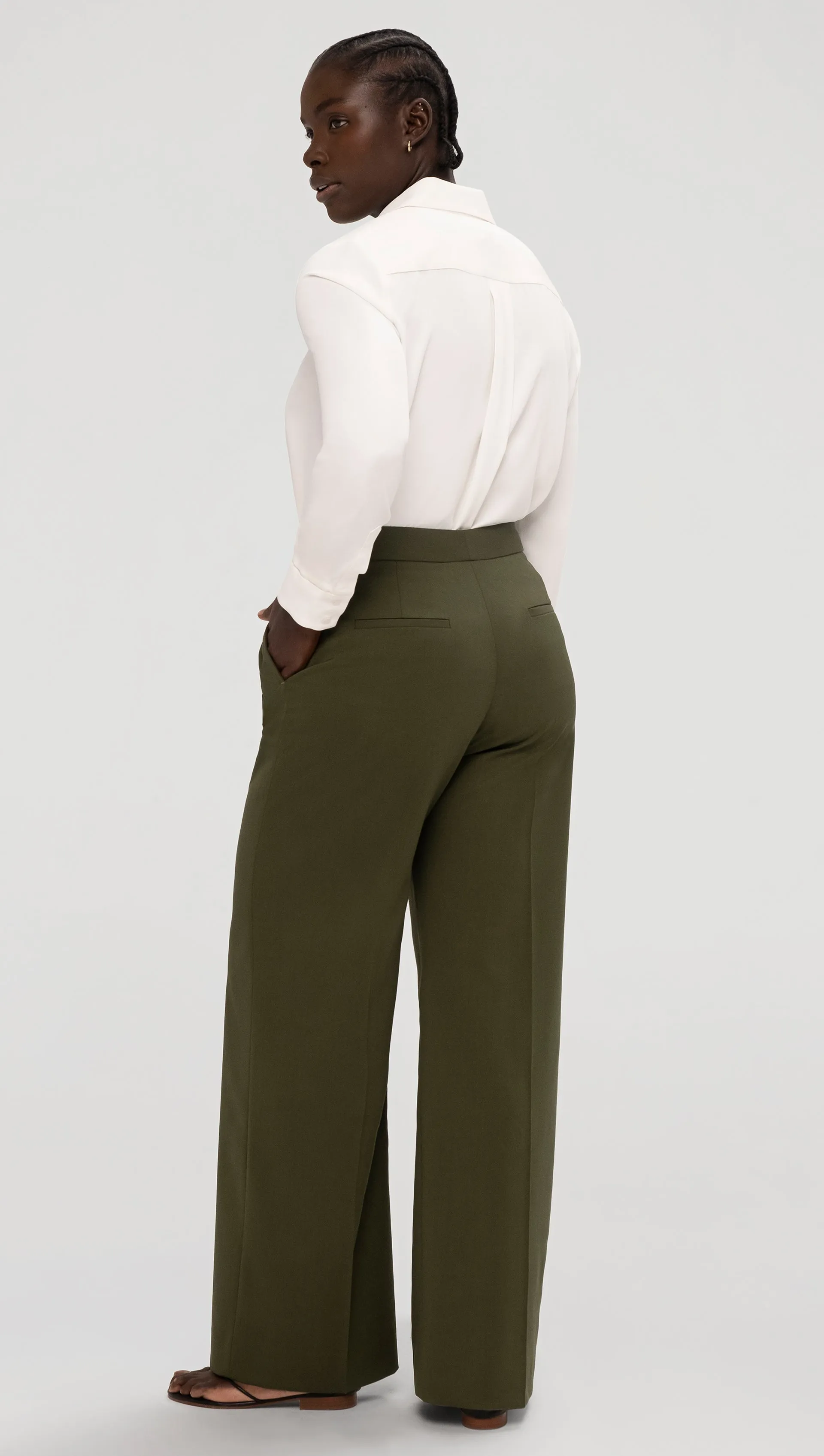 Wide Leg Trouser in Seasonless Wool | Olive sold by Argent product image thumbnail 2