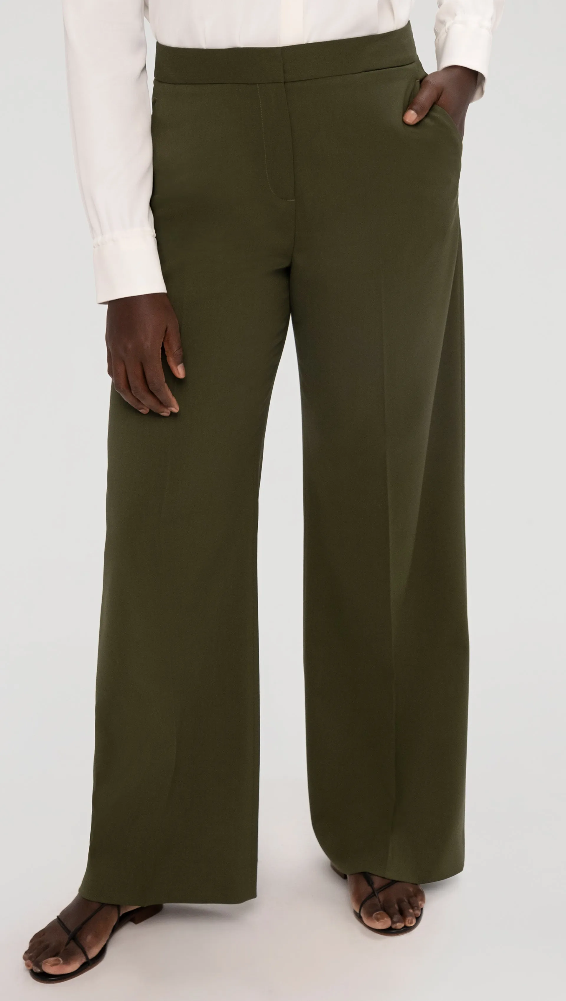Wide Leg Trouser in Seasonless Wool | Olive sold by Argent product image thumbnail 4