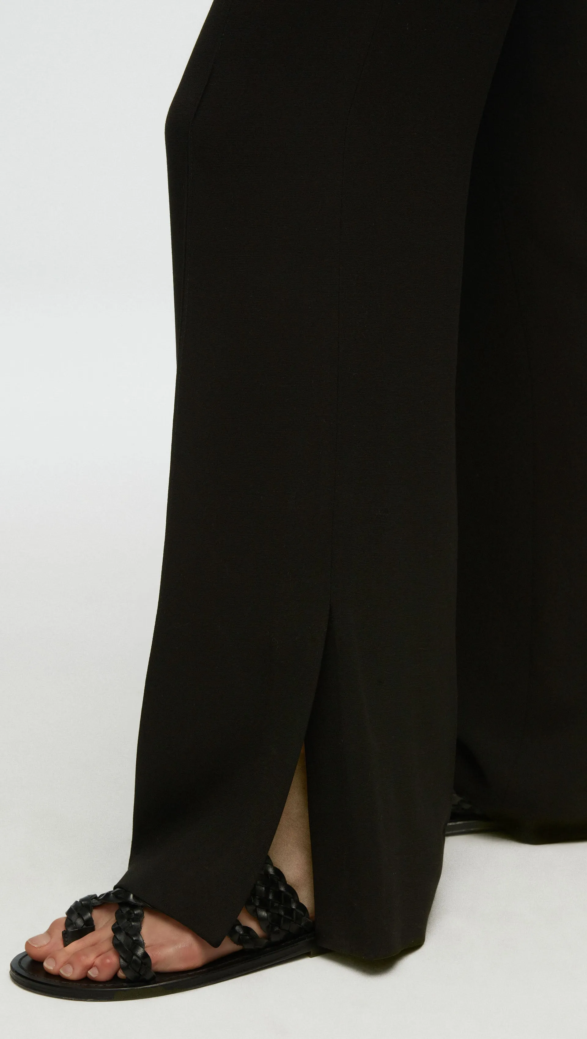 Slim Pintuck Trouser in Viscose Wool Crepe | Black sold by Argent product image thumbnail 5