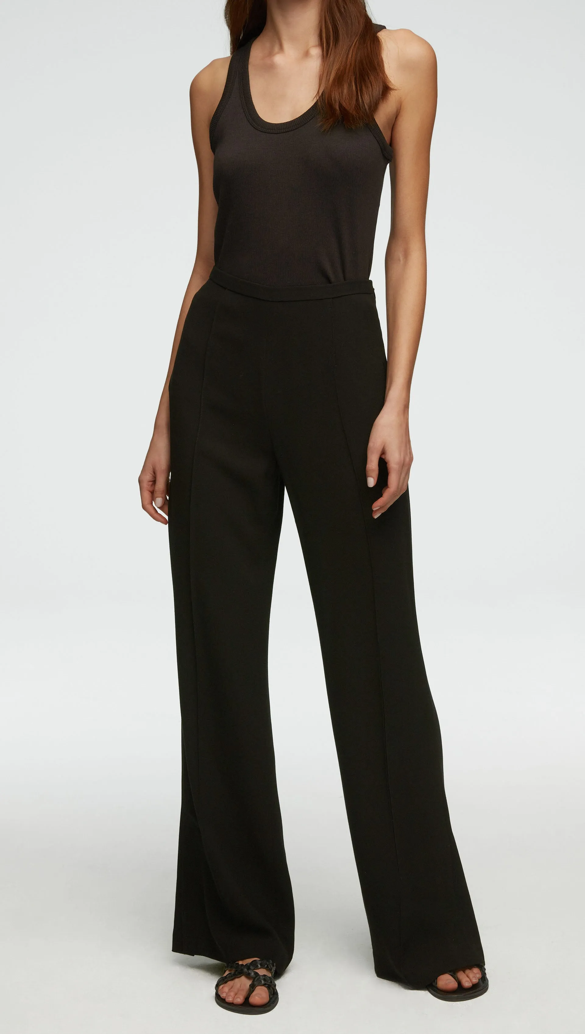 Slim Pintuck Trouser in Viscose Wool Crepe | Black sold by Argent product image thumbnail 3