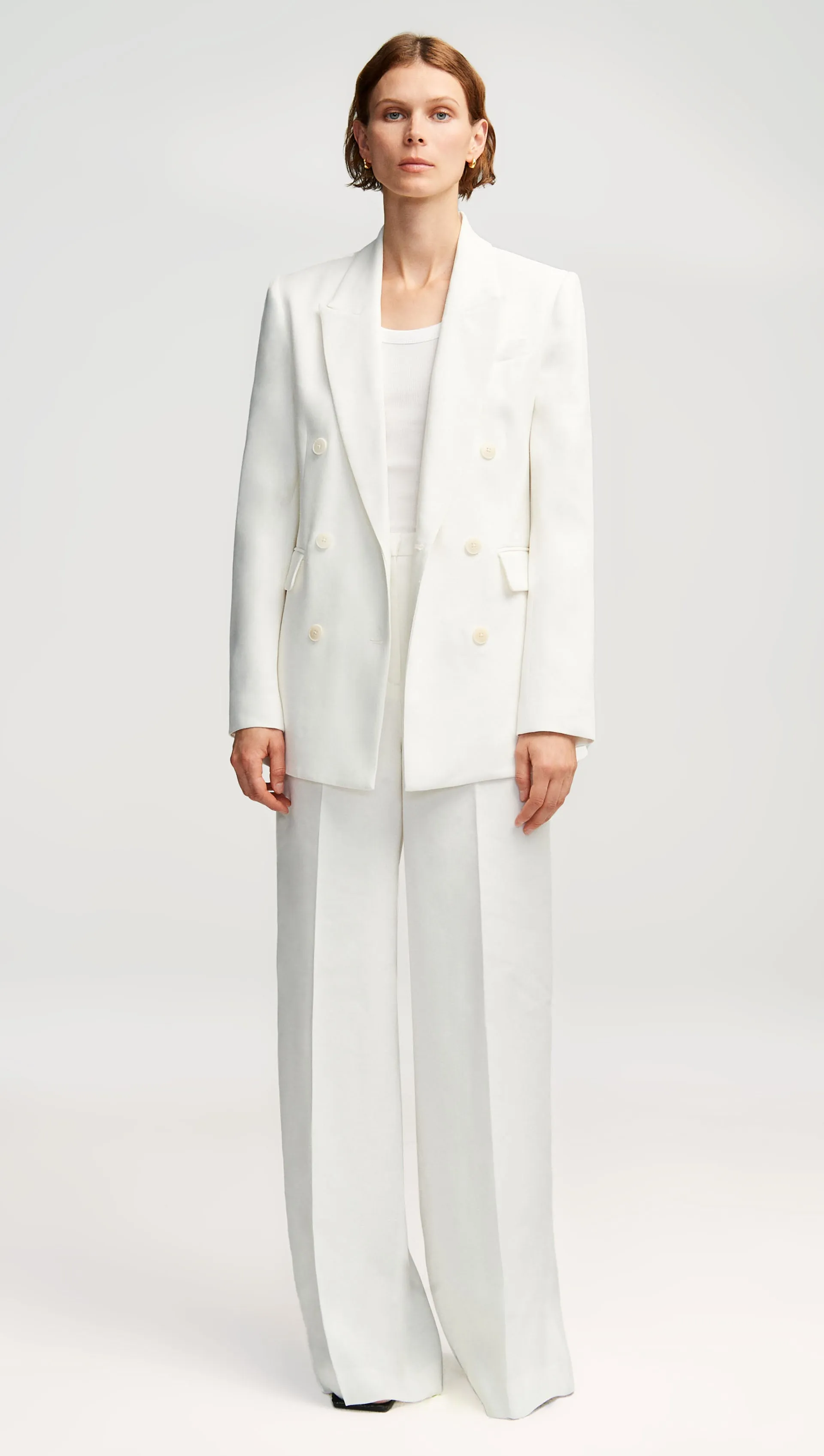 Double-Breasted Blazer in Textured Linen Twill | Ivory sold by Argent product image thumbnail 5