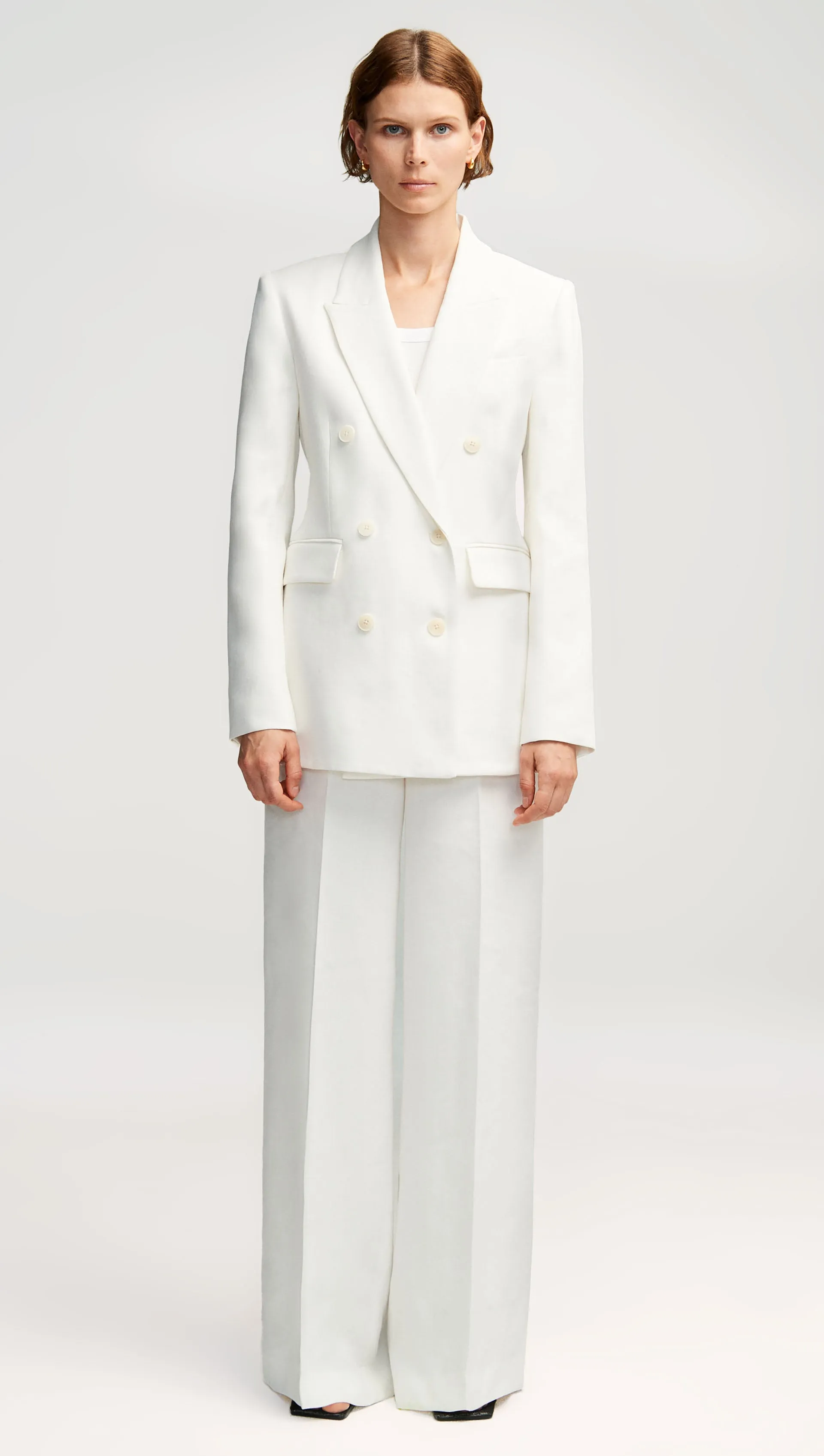 Double-Breasted Blazer in Textured Linen Twill | Ivory sold by Argent product image thumbnail 2