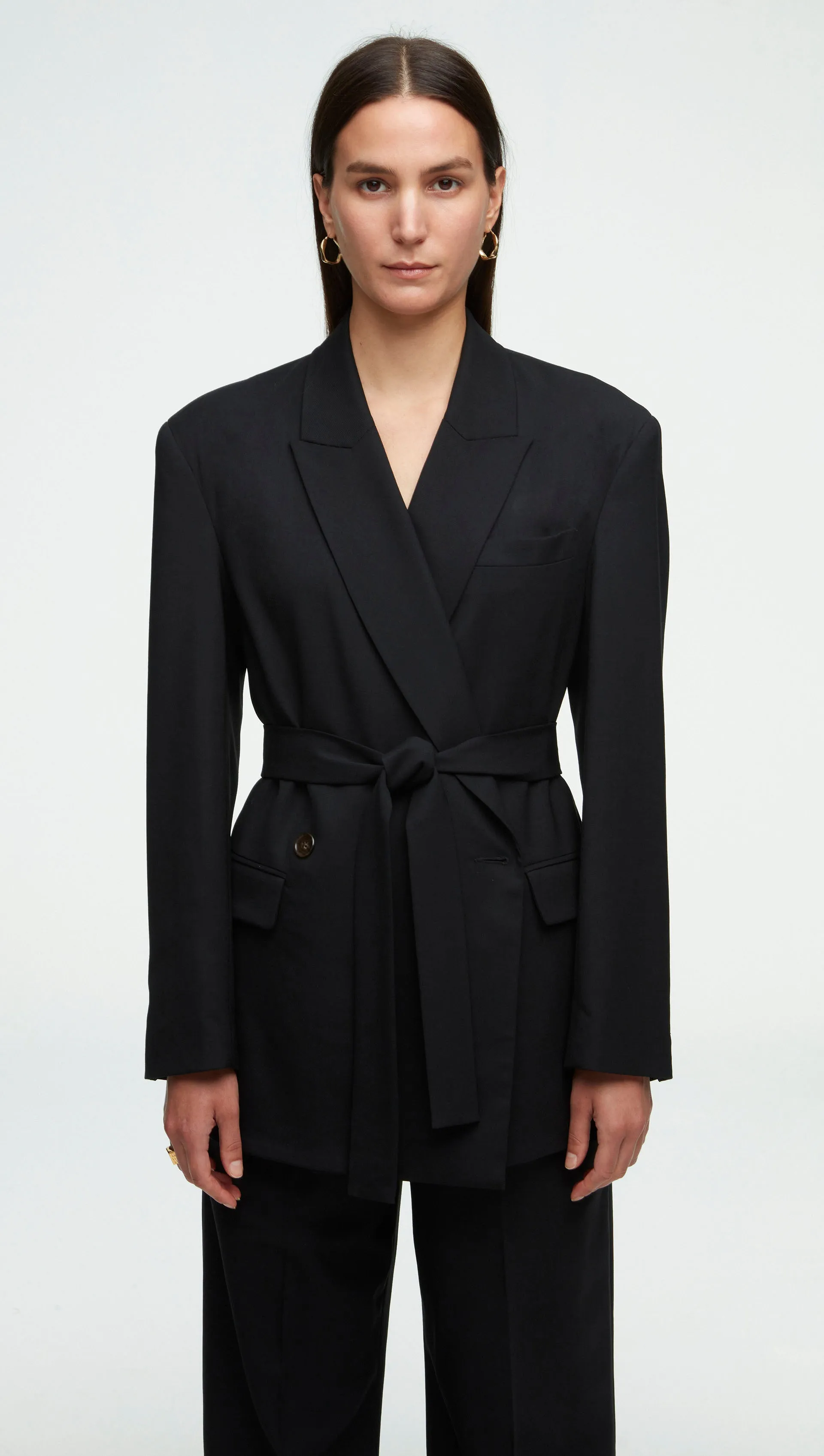 Belted Blazer in Seasonless Wool | Black sold by Argent