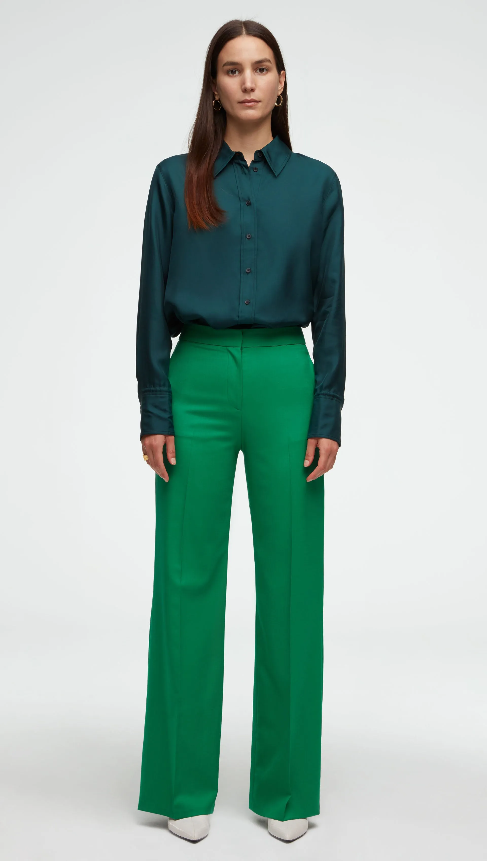 Wide Leg Trouser in Seasonless Wool | Kelly Green sold by Argent