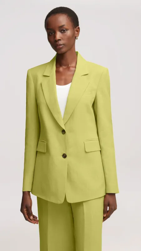 Two-Button Blazer in Viscose Linen Twill | Avocado sold by Argent