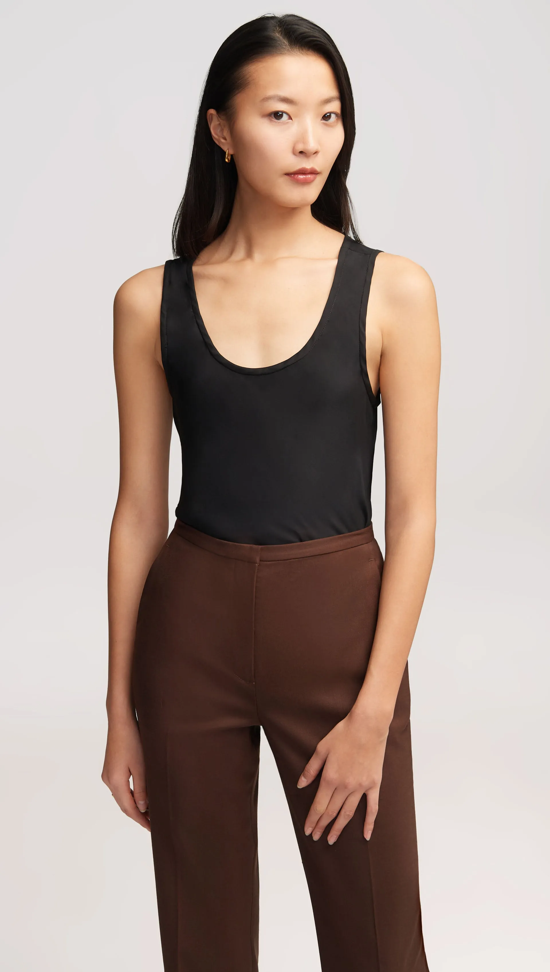 Tank in Matte-side Silk Charmeuse | Black sold by Argent