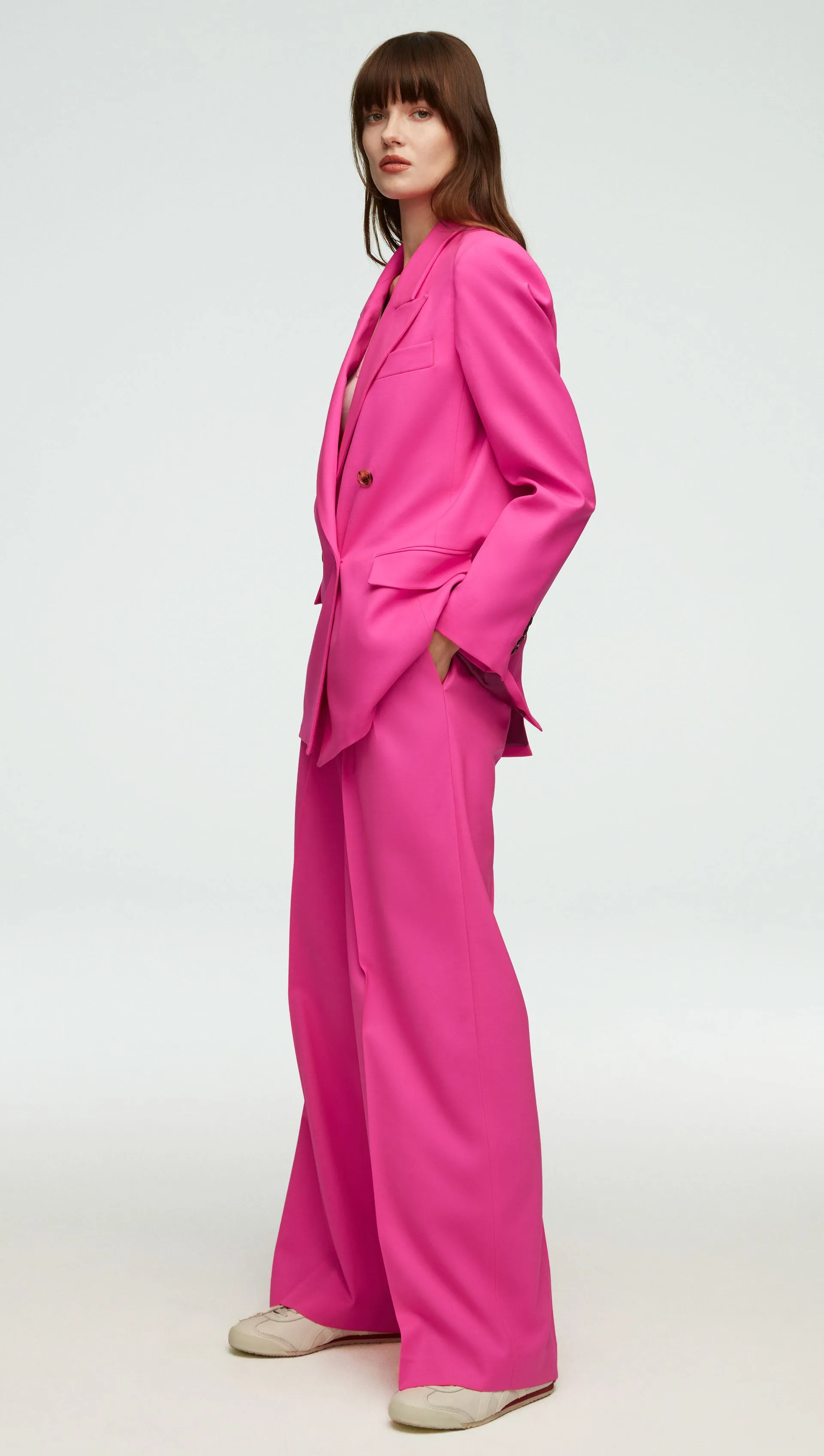 Peak Lapel Blazer in Seasonless Wool | Bright Pink sold by Argent product image thumbnail 4