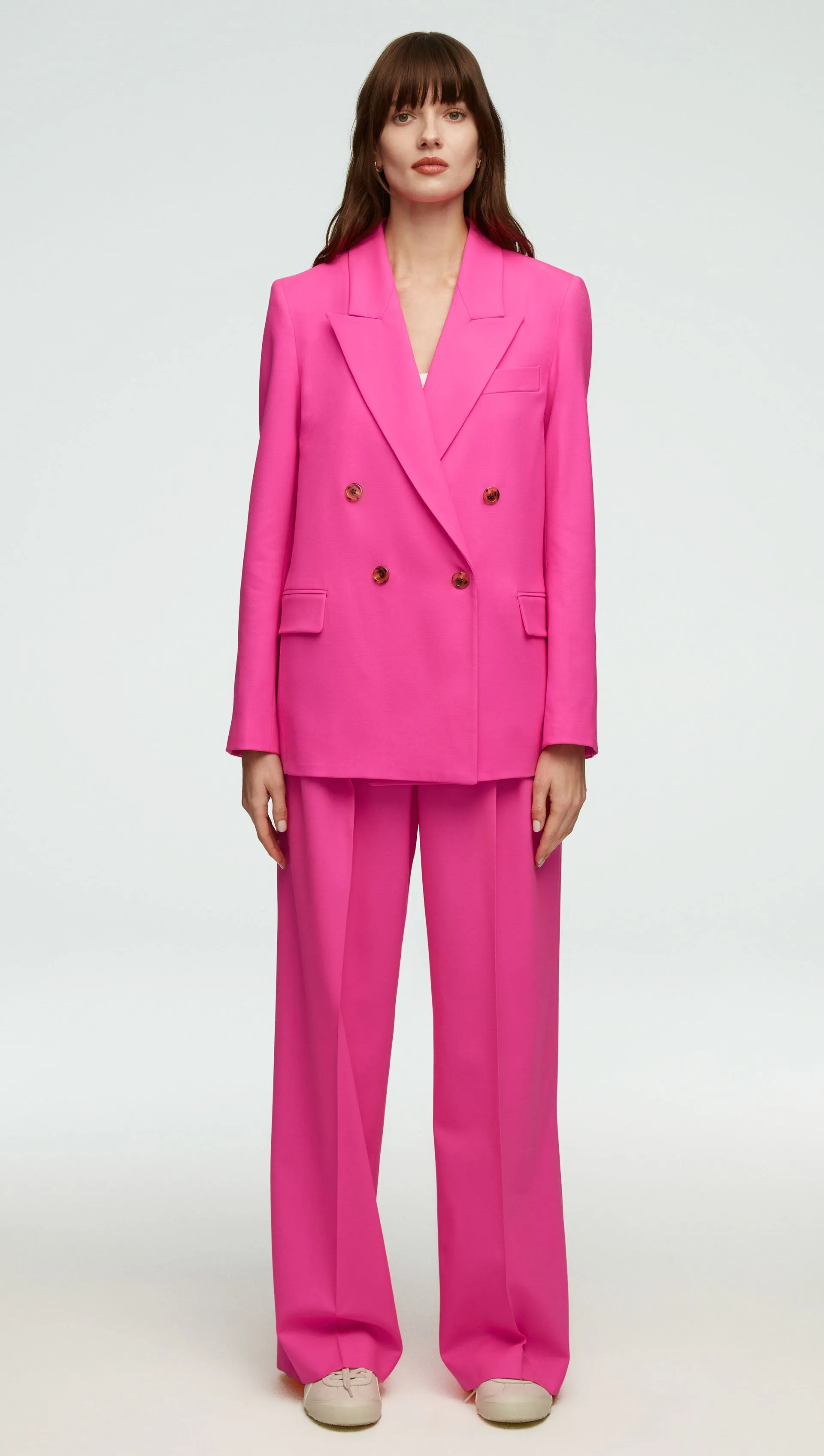 Peak Lapel Blazer in Seasonless Wool | Bright Pink sold by Argent product image thumbnail 3