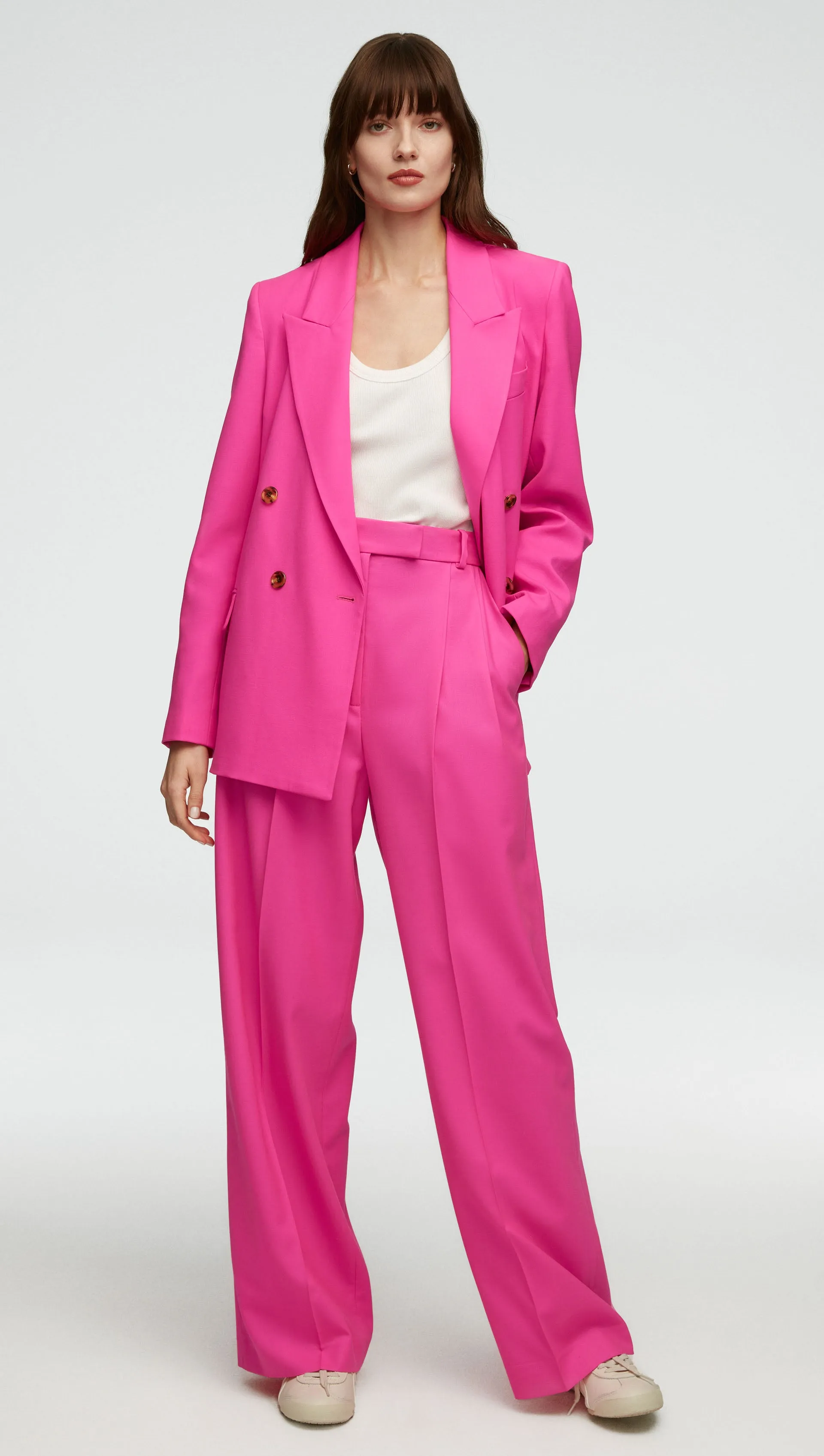 Peak Lapel Blazer in Seasonless Wool | Bright Pink sold by Argent product image thumbnail 2