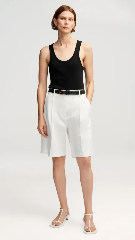 Pleated Shorts in Cotton Twill | Ivory sold by Argent