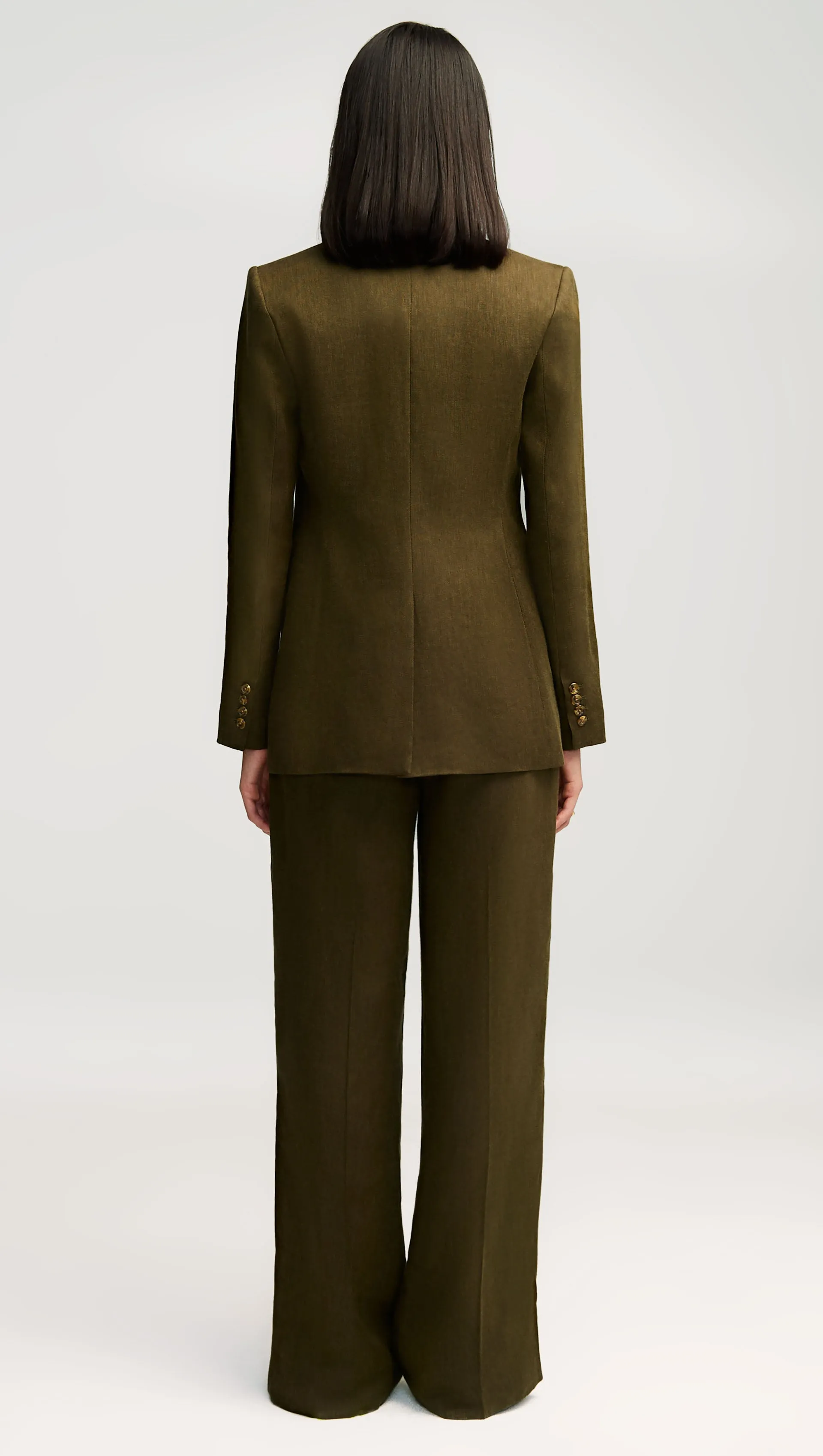 Double-Breasted Blazer in Basket Weave Linen | Pine Needle sold by Argent product image thumbnail 4