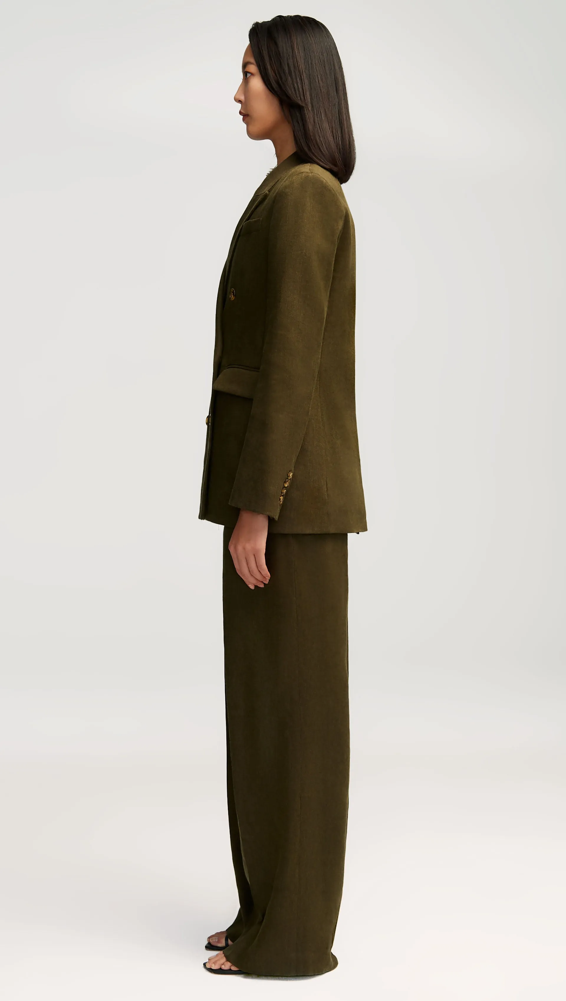 Double-Breasted Blazer in Basket Weave Linen | Pine Needle sold by Argent product image thumbnail 3